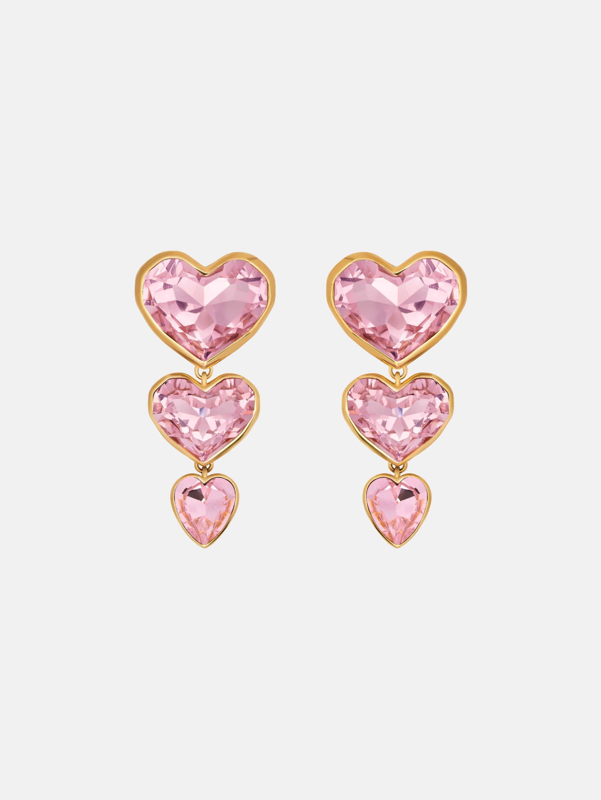 Crystal Heart Drop Clip-On Earrings Pink / Oscar de la Renta