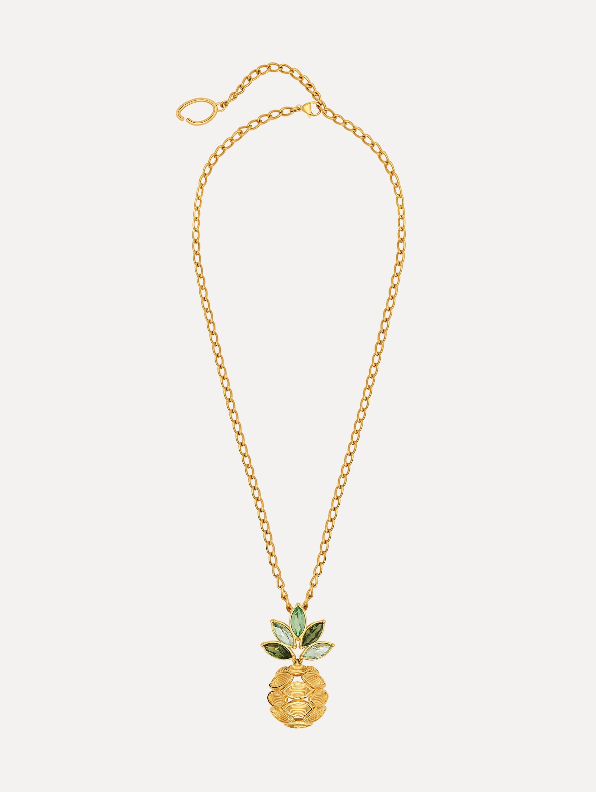 Pineapple Crystal Leaf Pendant Necklace Gold / Oscar de la Renta