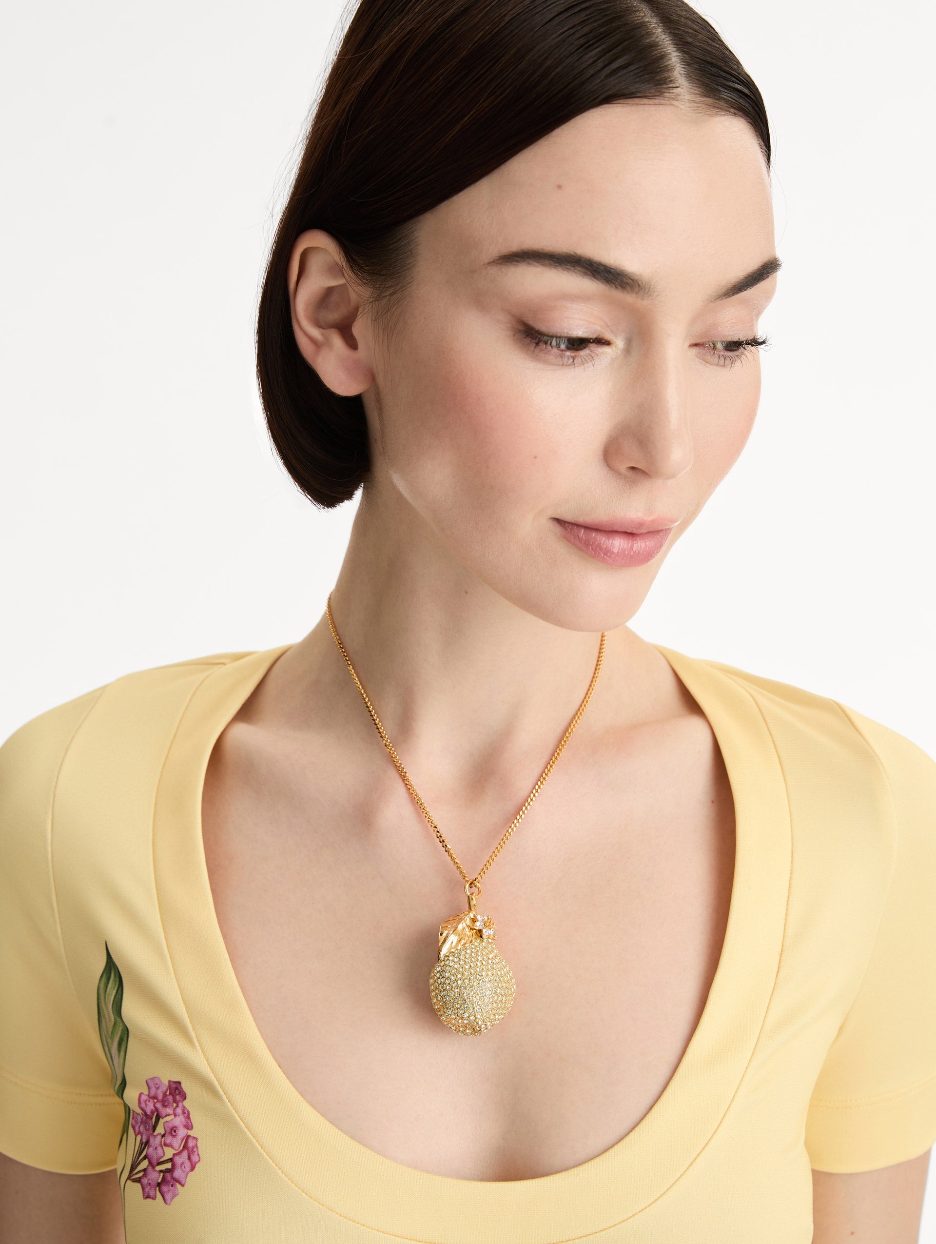 Pavé Pear Pendant Necklace Green / Oscar de la Renta