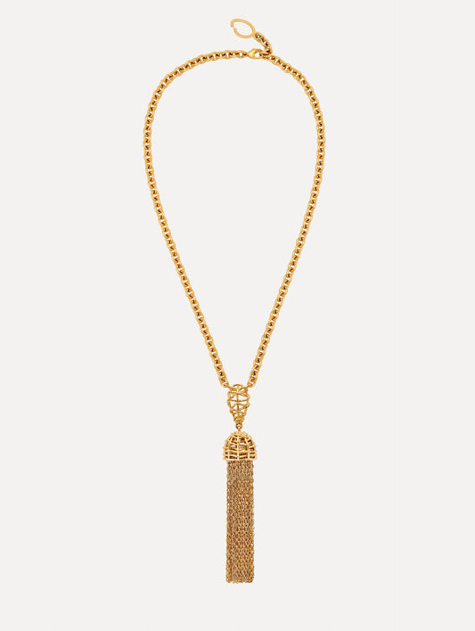 Rattan Chancelier Pendant Necklace Gold / Oscar de la Renta