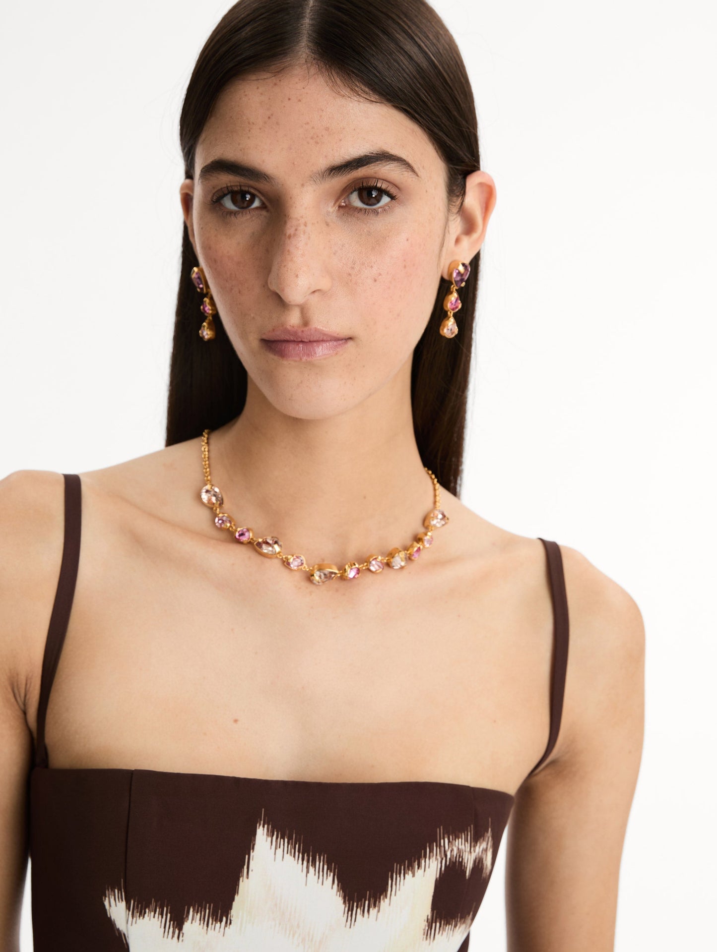 Pear-Cut Cluster Necklace Rose / Oscar de la Renta