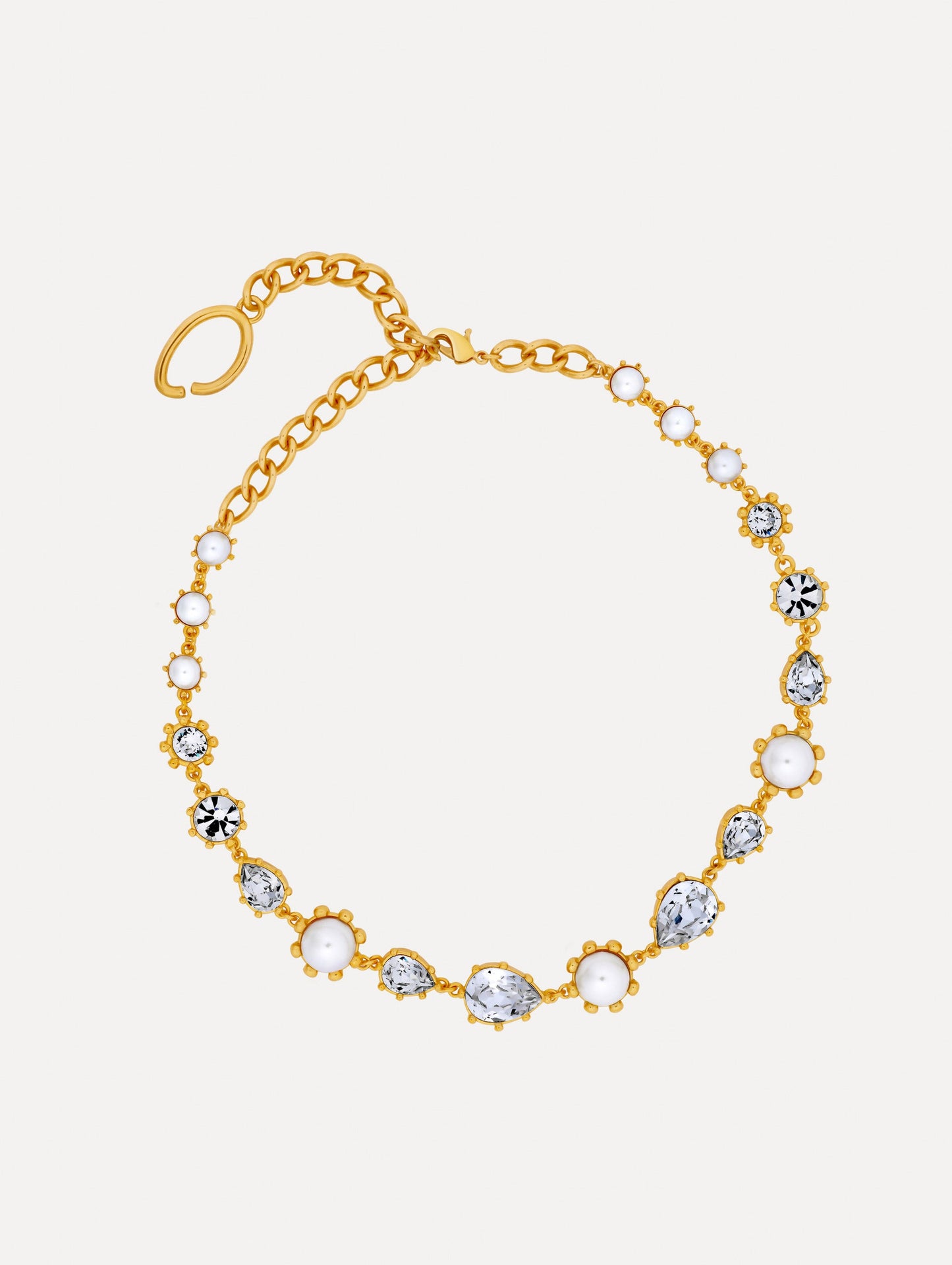 Faceted Crystal Necklace Pearl / Oscar de la Renta