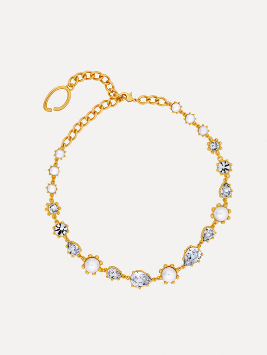 Faceted Crystal Necklace Pearl / Oscar de la Renta