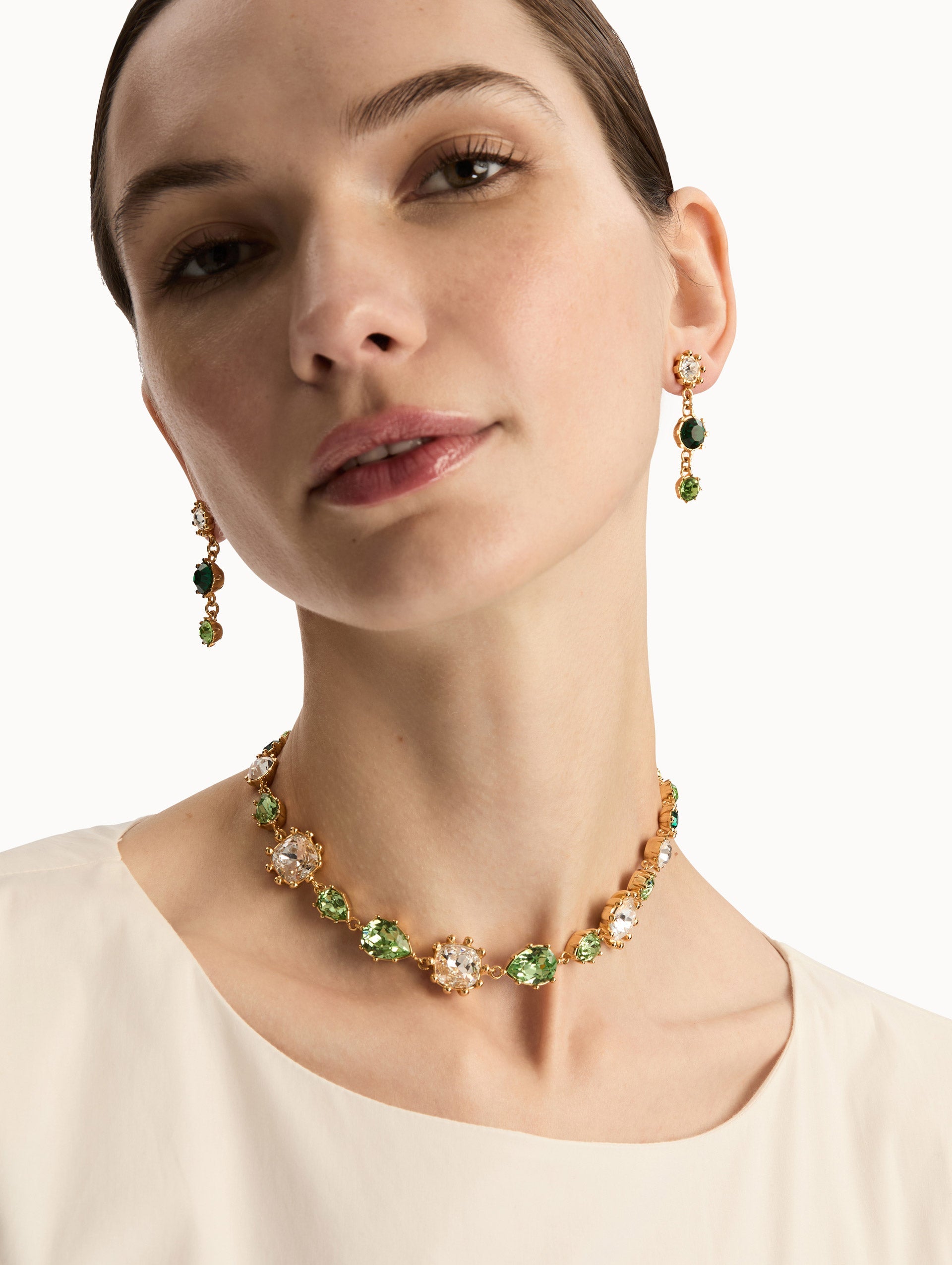 Faceted Crystal Necklace Green / Oscar de la Renta