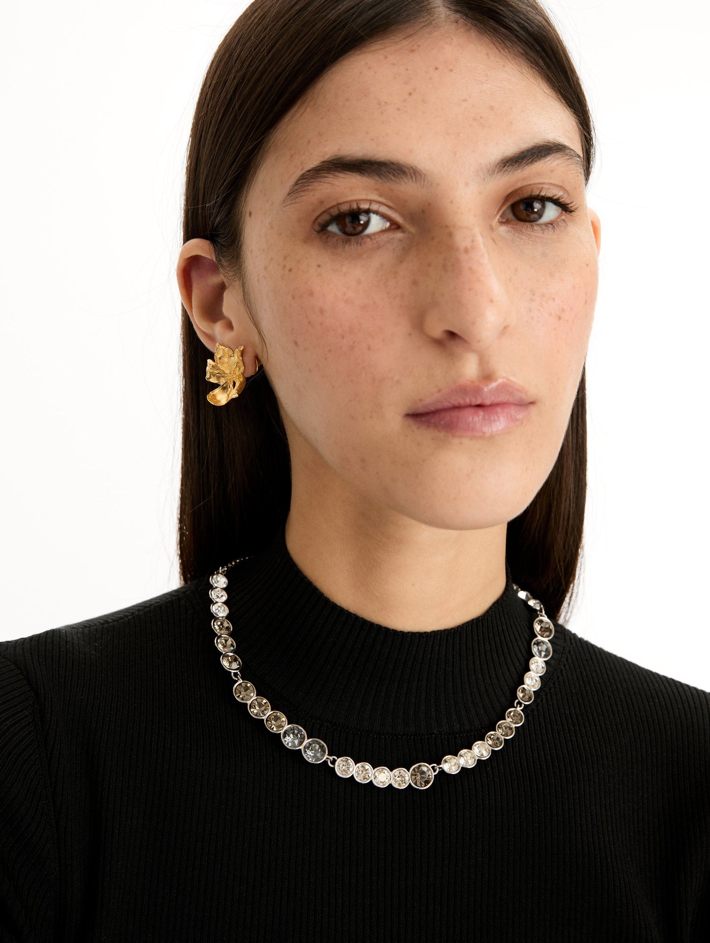 Gradient Rhinestone Strand Necklace Black diamond / Oscar de la Renta
