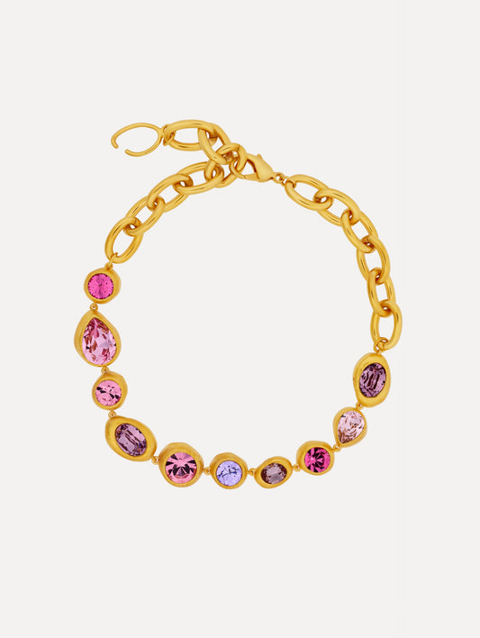 Hammered Chain-Link Necklace Rose / Oscar de la Renta
