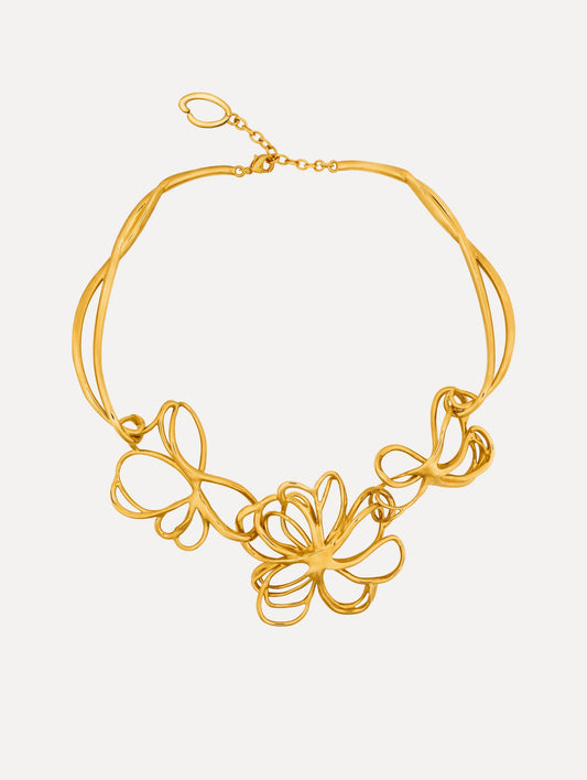Threaded Flower Necklace Gold / Oscar de la Renta