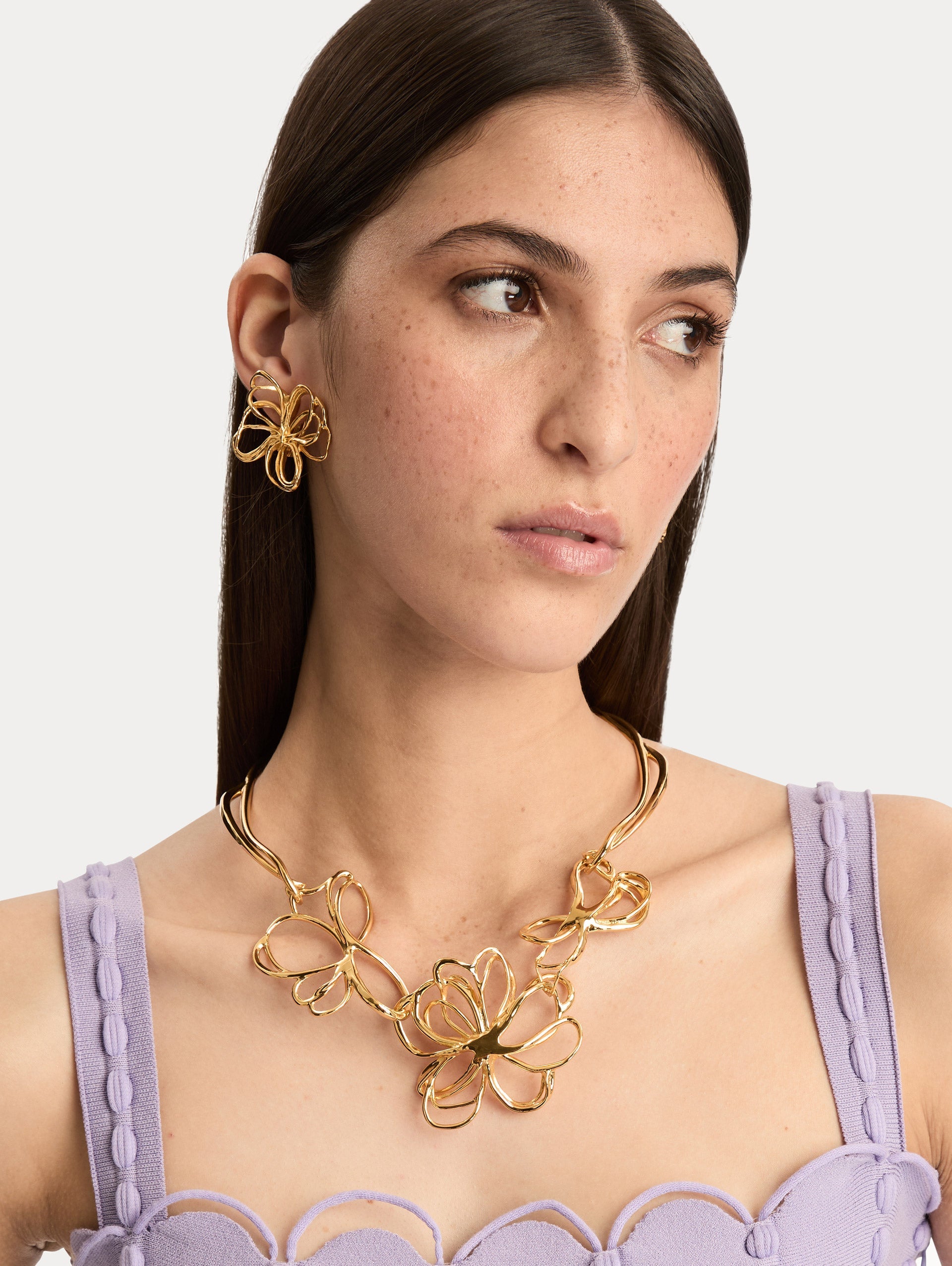 Threaded Flower Necklace Gold / Oscar de la Renta