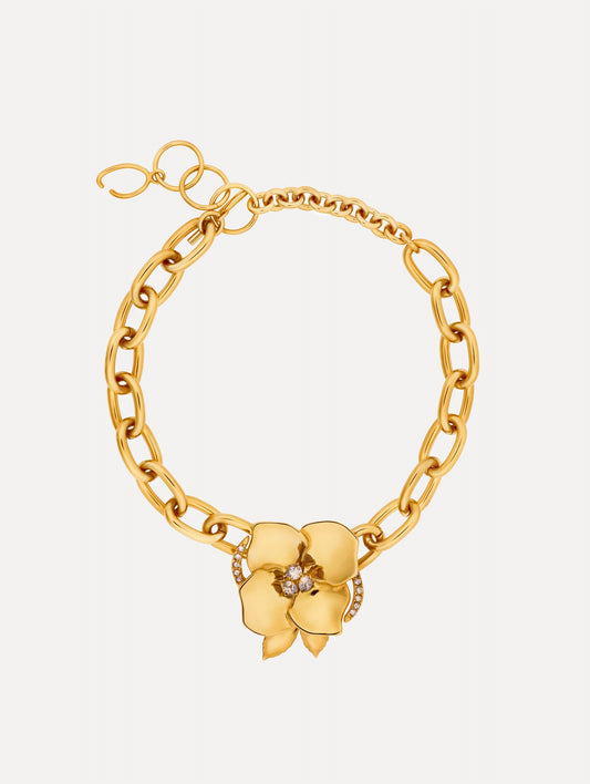 Gold Blossom Chain-Link Necklace Gold / Oscar de la Renta