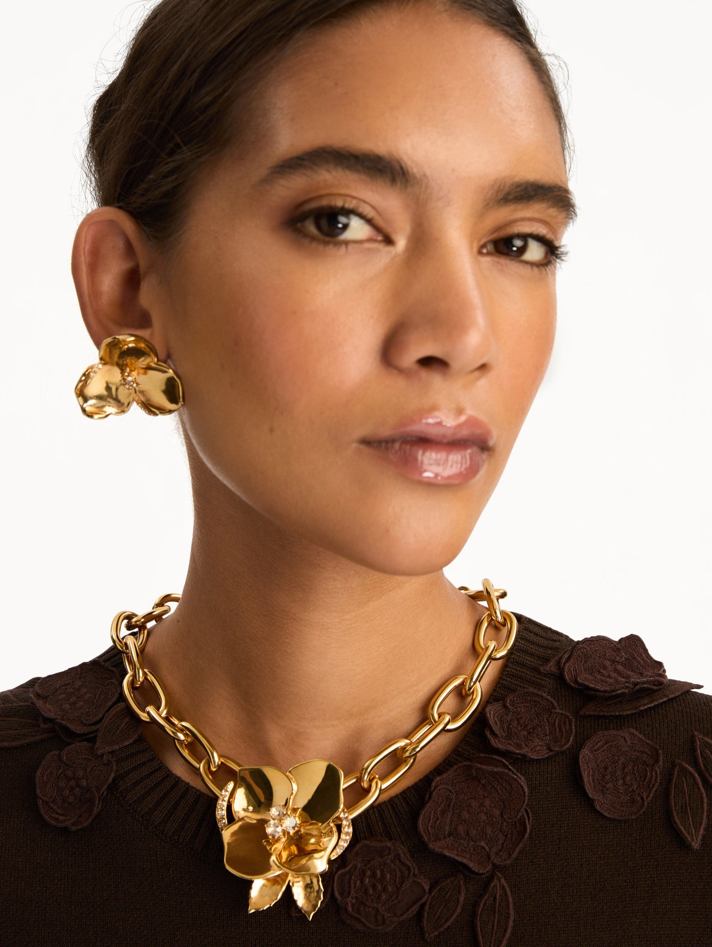 Gold Blossom Chain-Link Necklace Gold / Oscar de la Renta