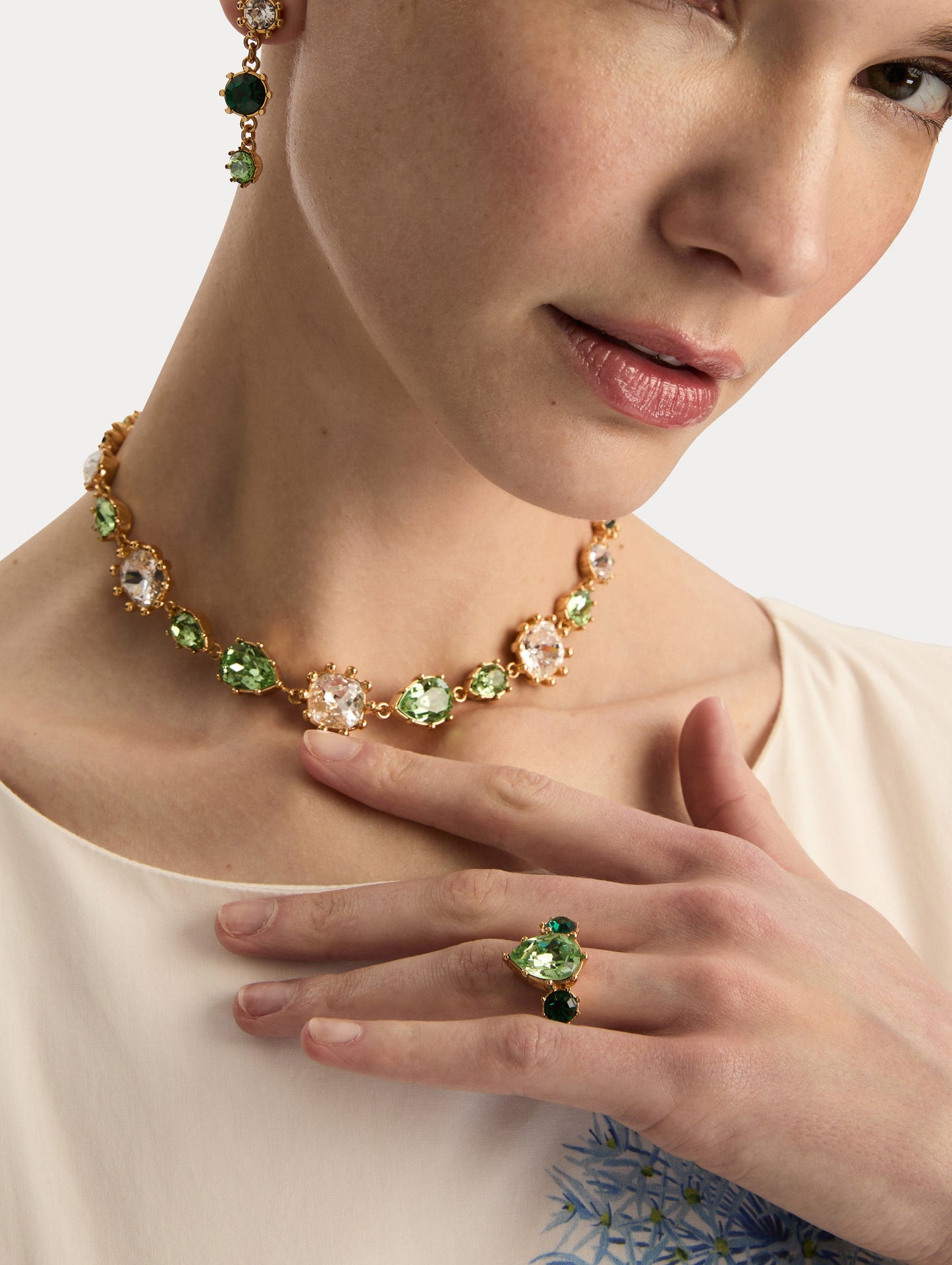Faceted Crystal Ring Green / Oscar de la Renta