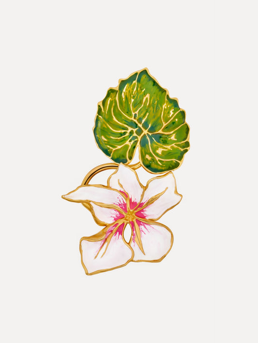 Enamel Cyclamen Brooch Pink / Oscar de la Renta