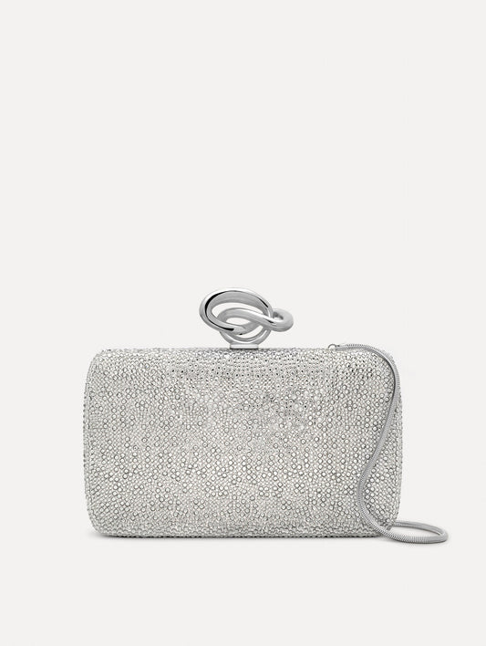 Crystal Pavé Knot Minaudière Grey / Oscar de la Renta