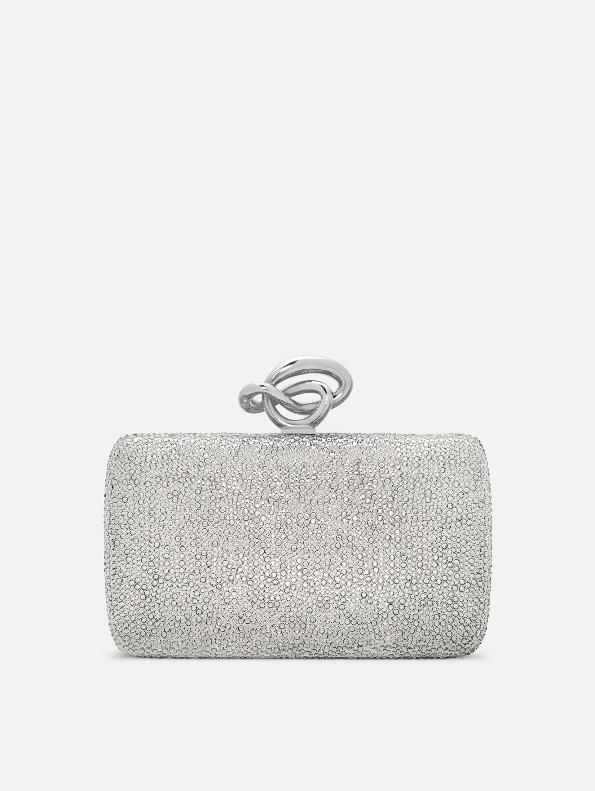 Crystal Pavé Knot Minaudière Grey / Oscar de la Renta