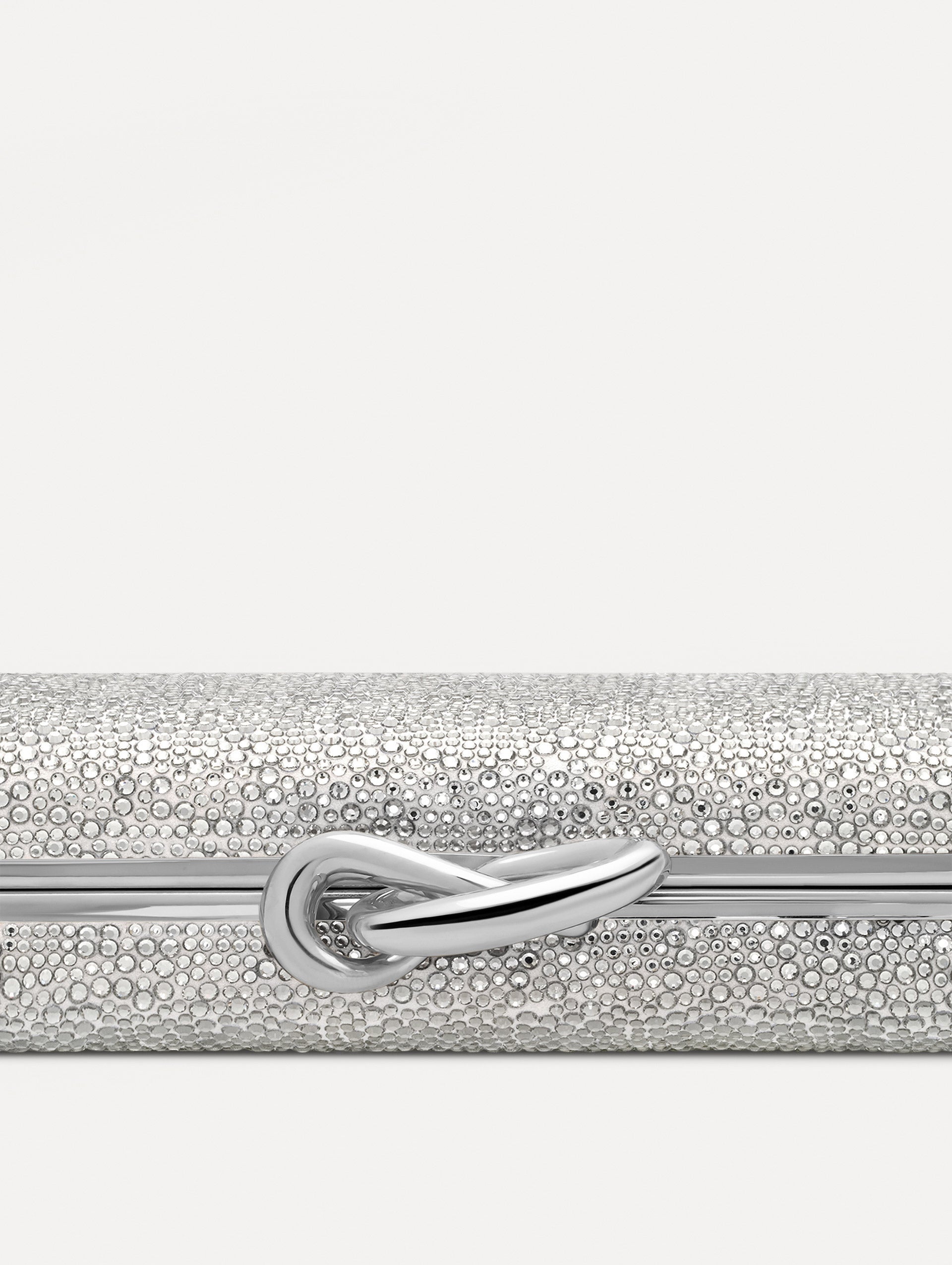 Crystal Pavé Knot Minaudière Grey / Oscar de la Renta