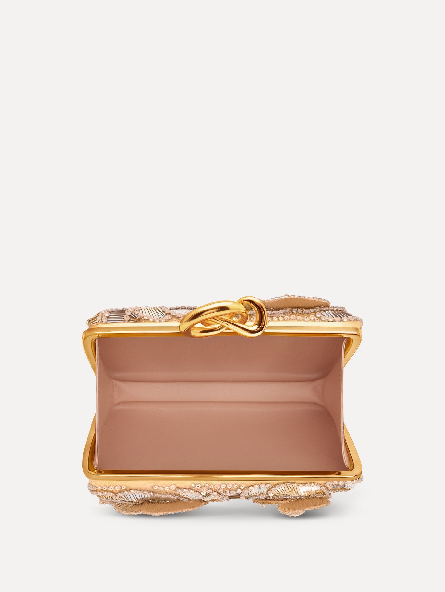 Geometric Sequin Rosette Knot Minaudière Gold / Oscar de la Renta