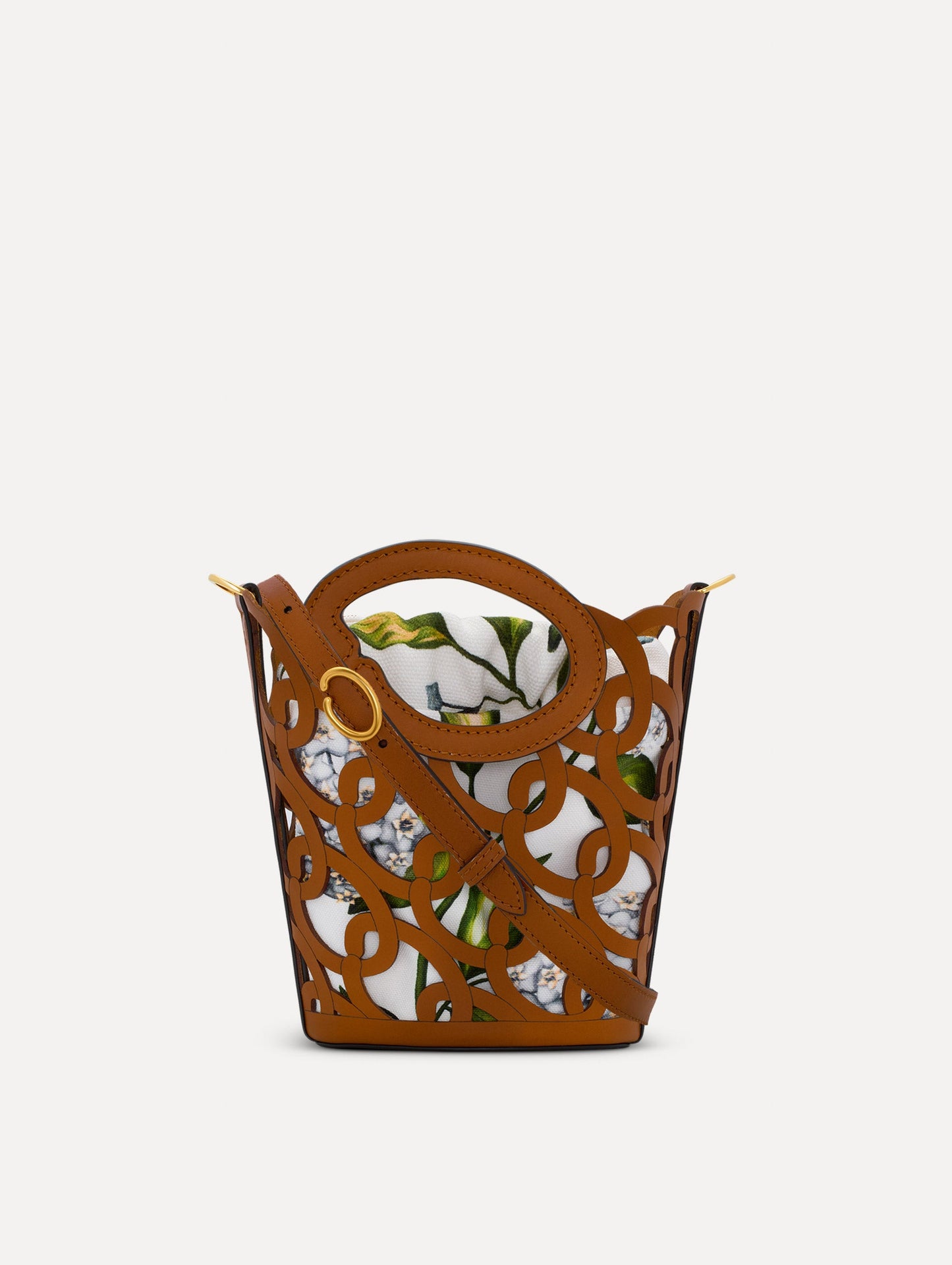 Oscar Chain-Link Leather Mini Tote Cognac / Oscar de la Renta