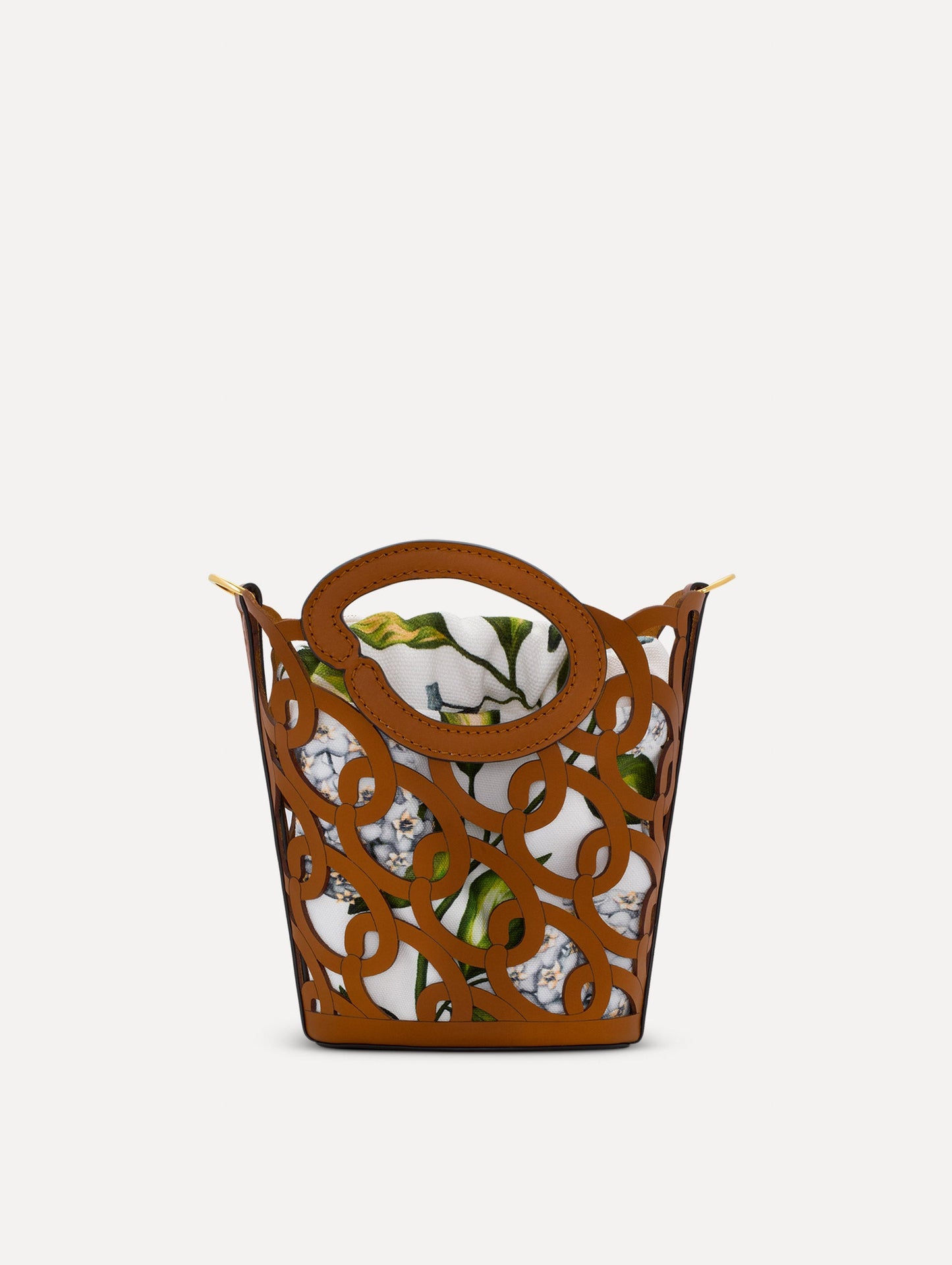 Oscar Chain-Link Leather Mini Tote Cognac / Oscar de la Renta