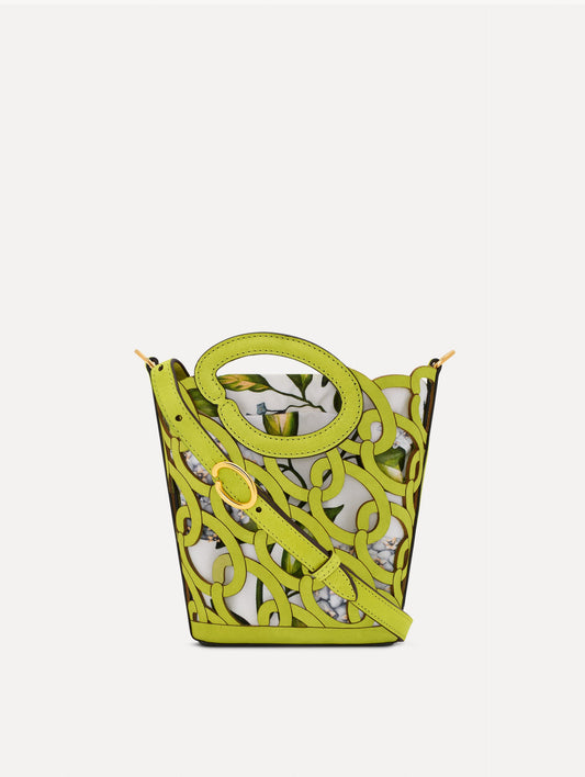Oscar Chain-Link Leather Mini Tote Pear / Oscar de la Renta