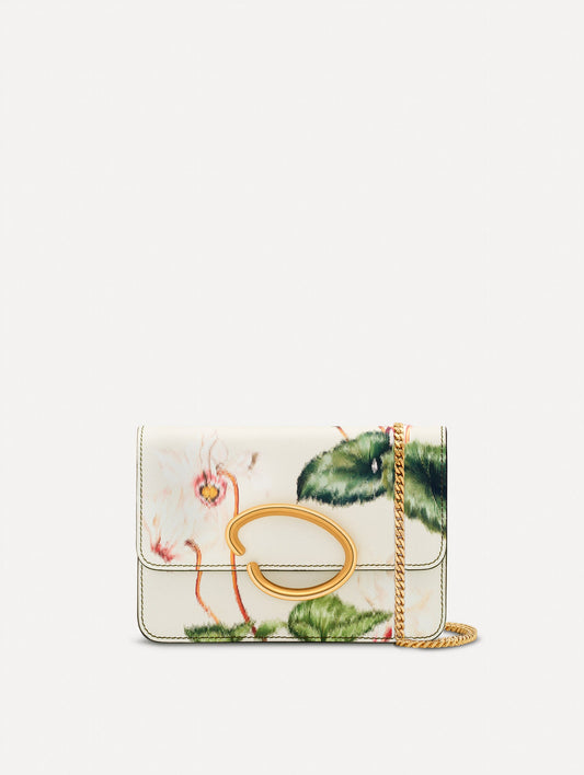 Cyclamen-Printed O Pochette Ivory / Oscar de la Renta
