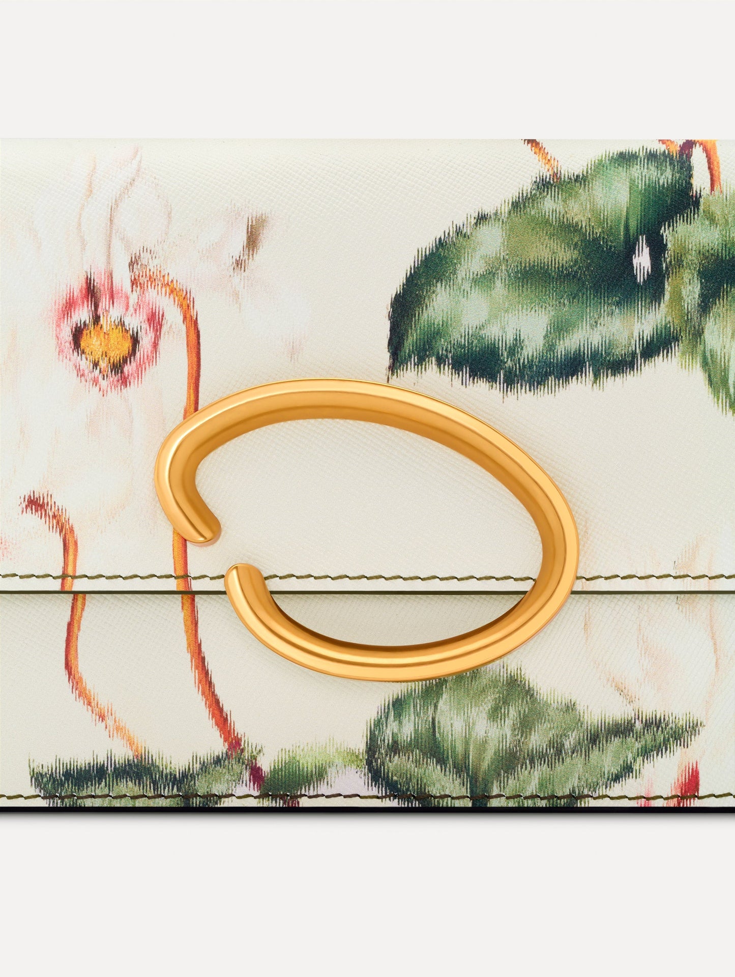 Cyclamen-Printed O Pochette Ivory / Oscar de la Renta