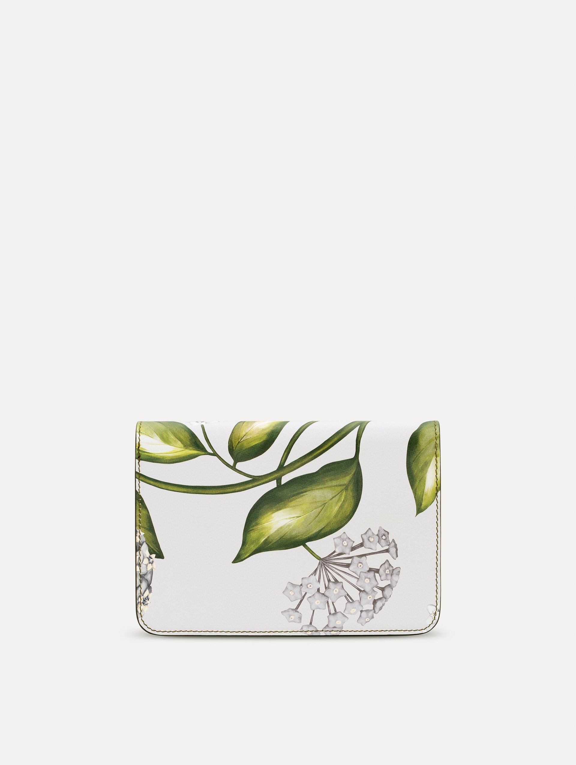 Porcelain Flower-Printed O Pochette Grey / Oscar de la Renta