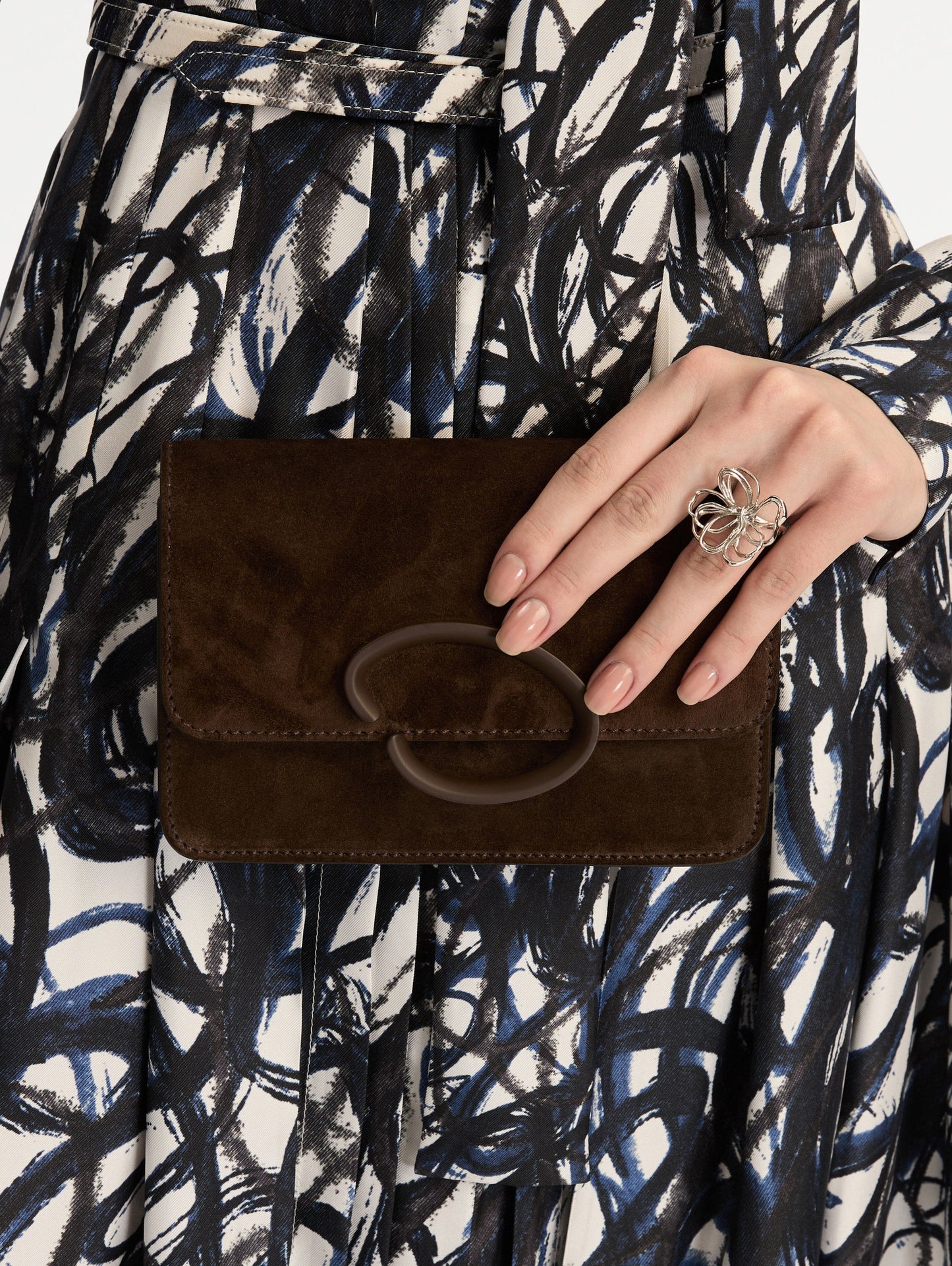 O Pochette in Suede Dark brown / Oscar de la Renta