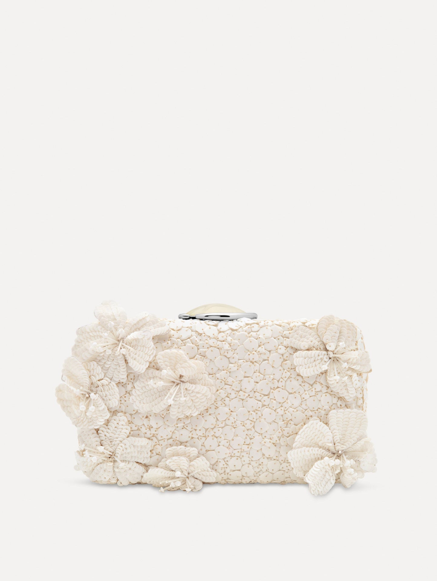 Cherry Blossom Embroidered O Minaudière White / Oscar de la Renta
