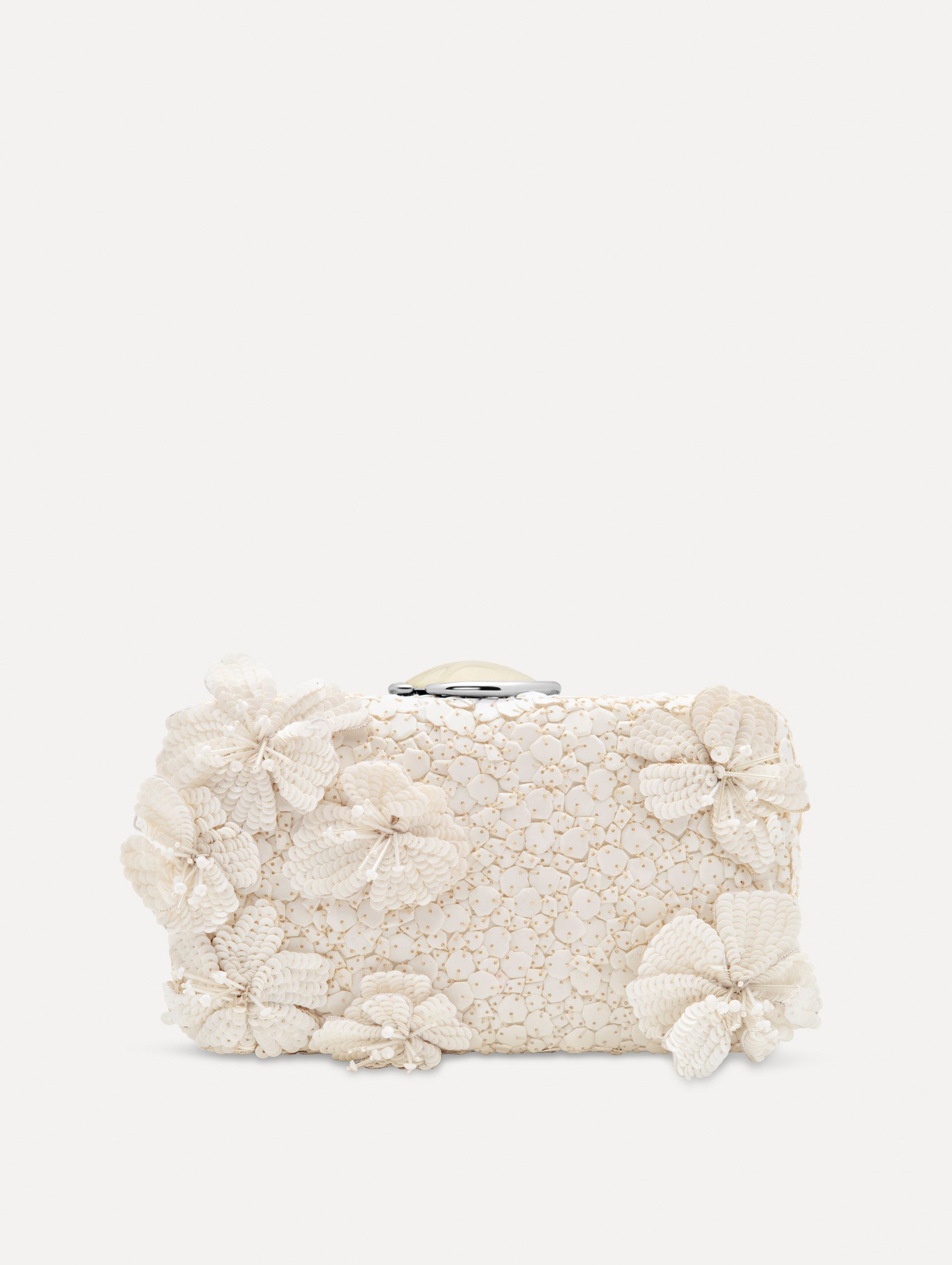 Cherry Blossom Embroidered O Minaudière White / Oscar de la Renta
