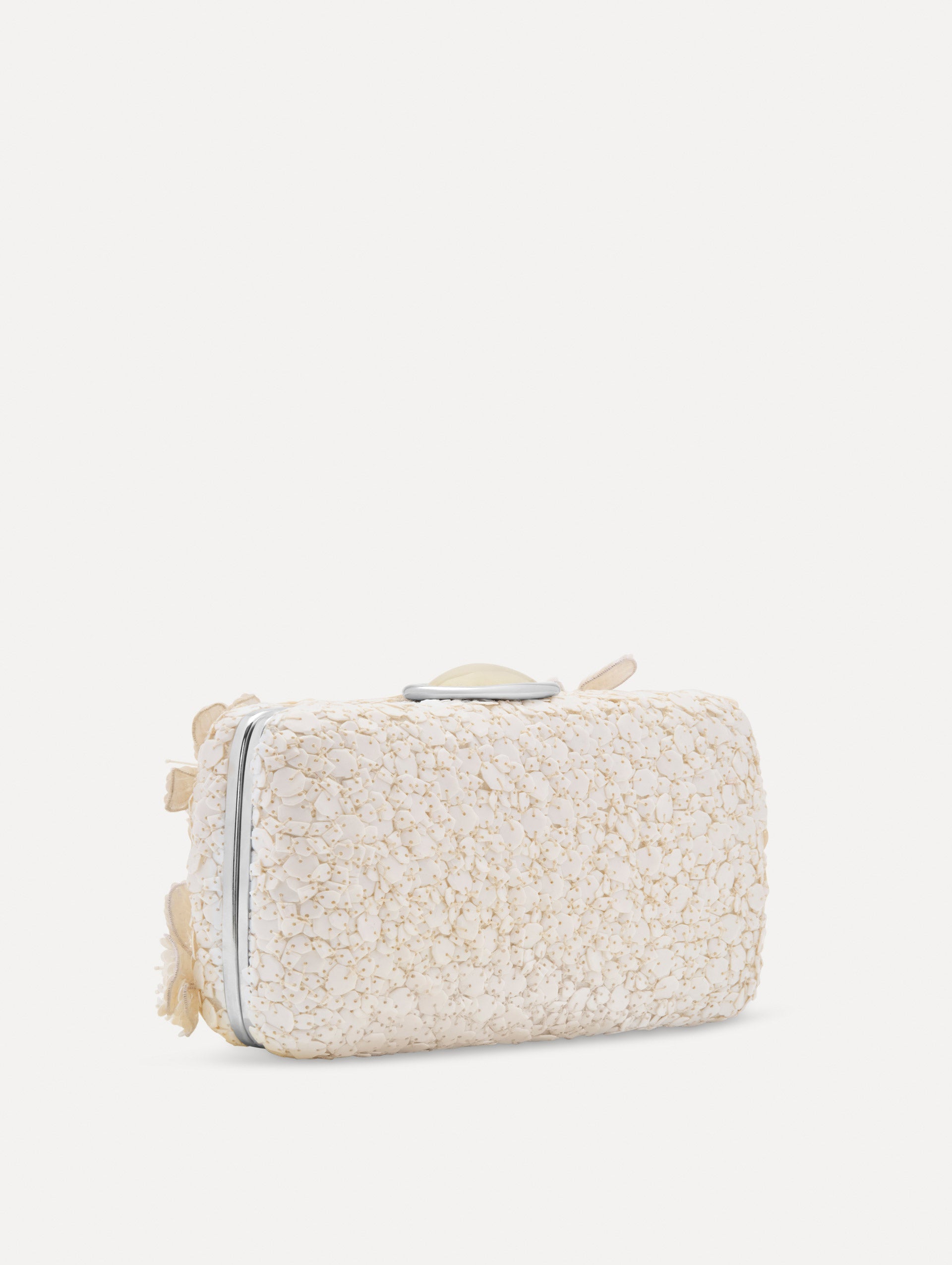 Cherry Blossom Embroidered O Minaudière White / Oscar de la Renta