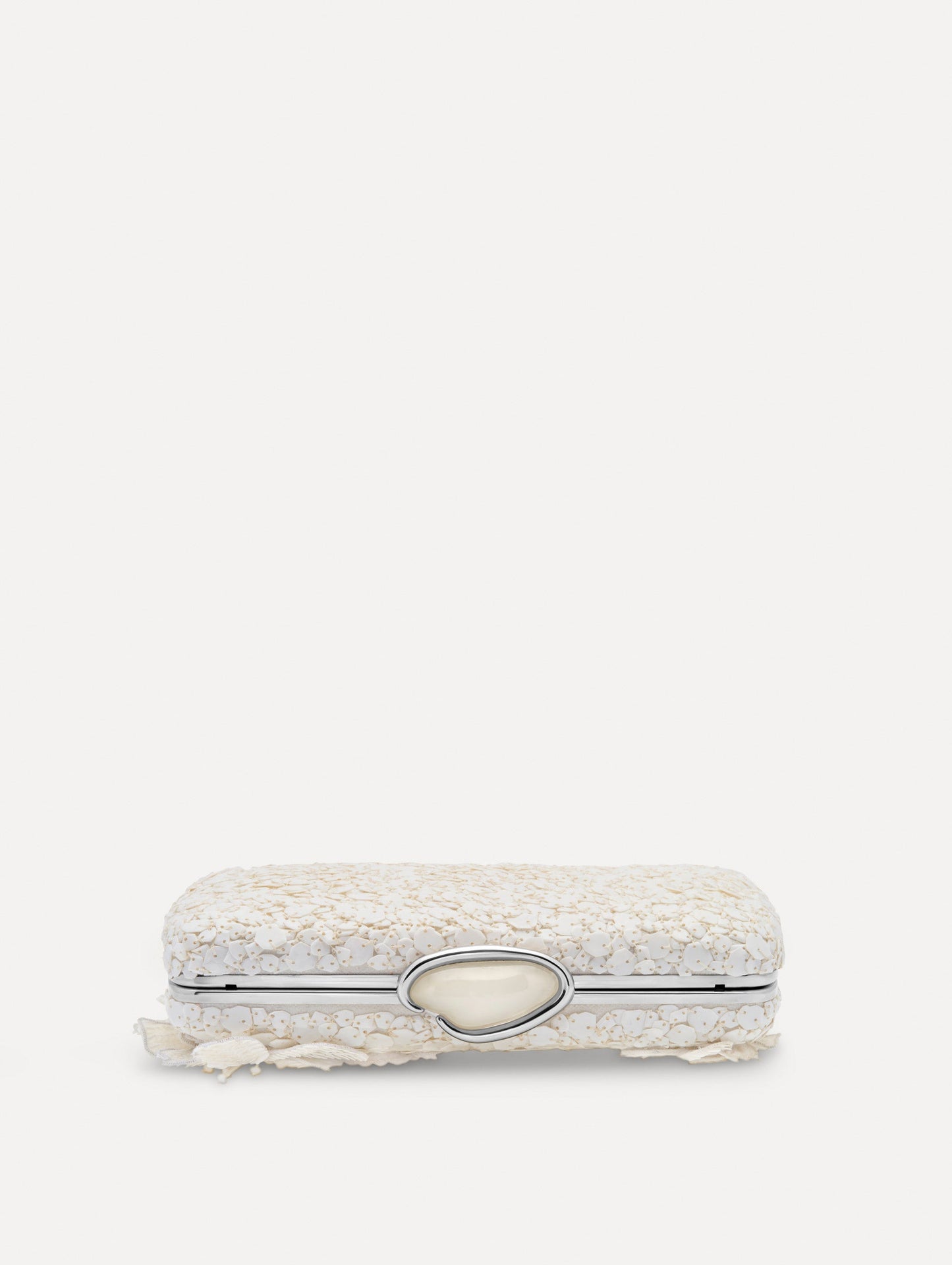 Cherry Blossom Embroidered O Minaudière White / Oscar de la Renta