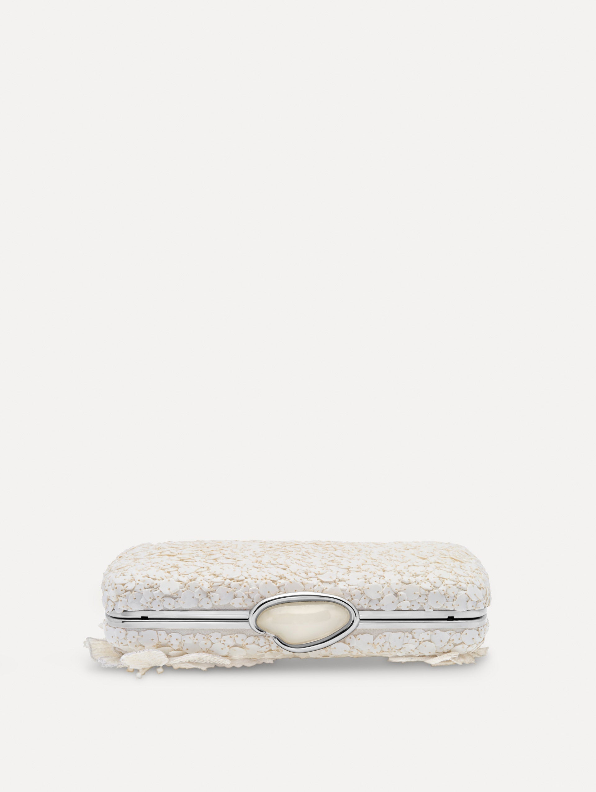 Cherry Blossom Embroidered O Minaudière White / Oscar de la Renta