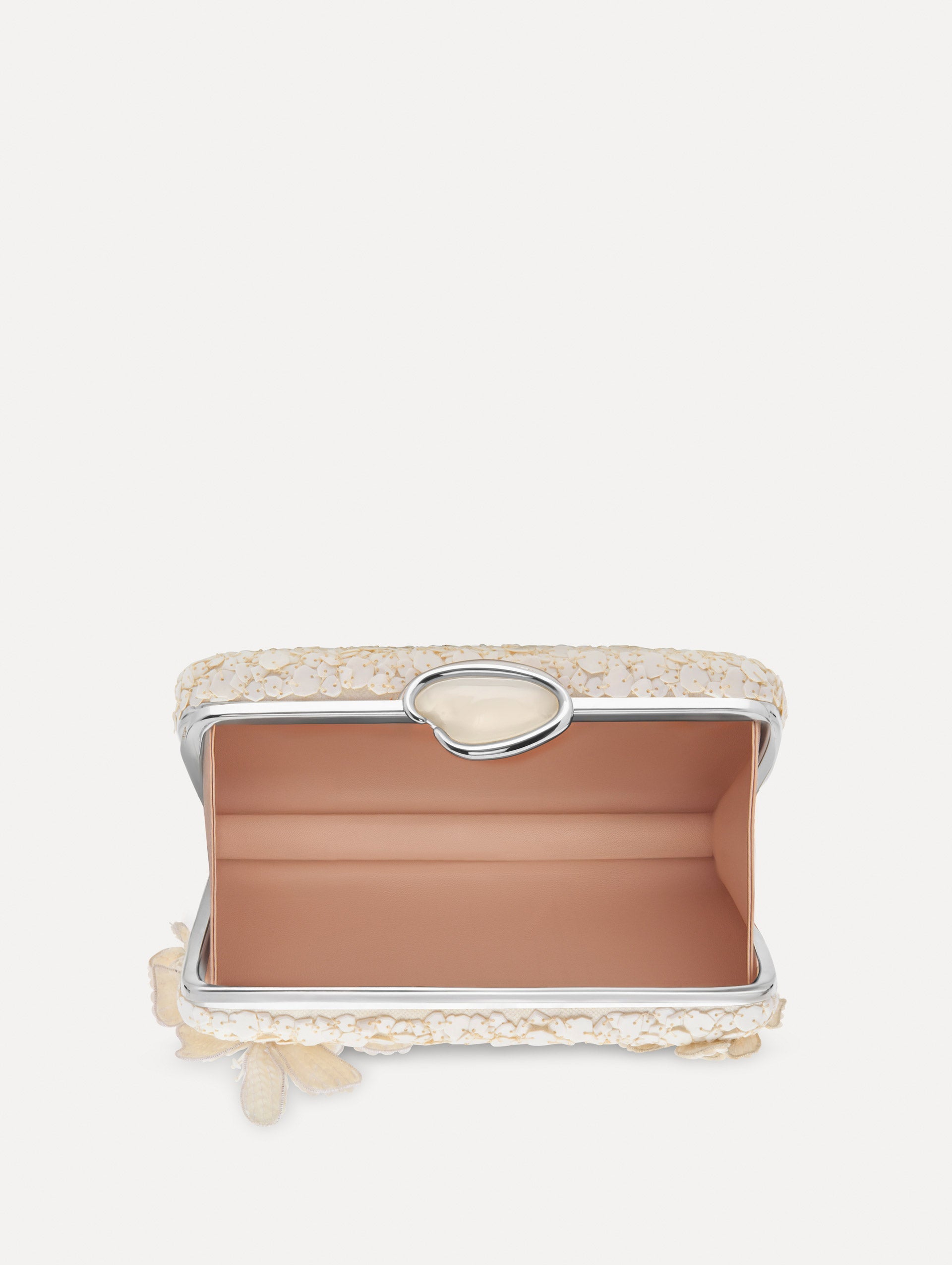 Cherry Blossom Embroidered O Minaudière White / Oscar de la Renta
