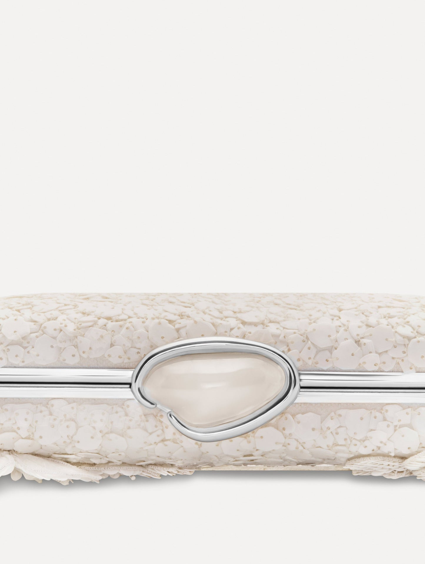 Cherry Blossom Embroidered O Minaudière White / Oscar de la Renta