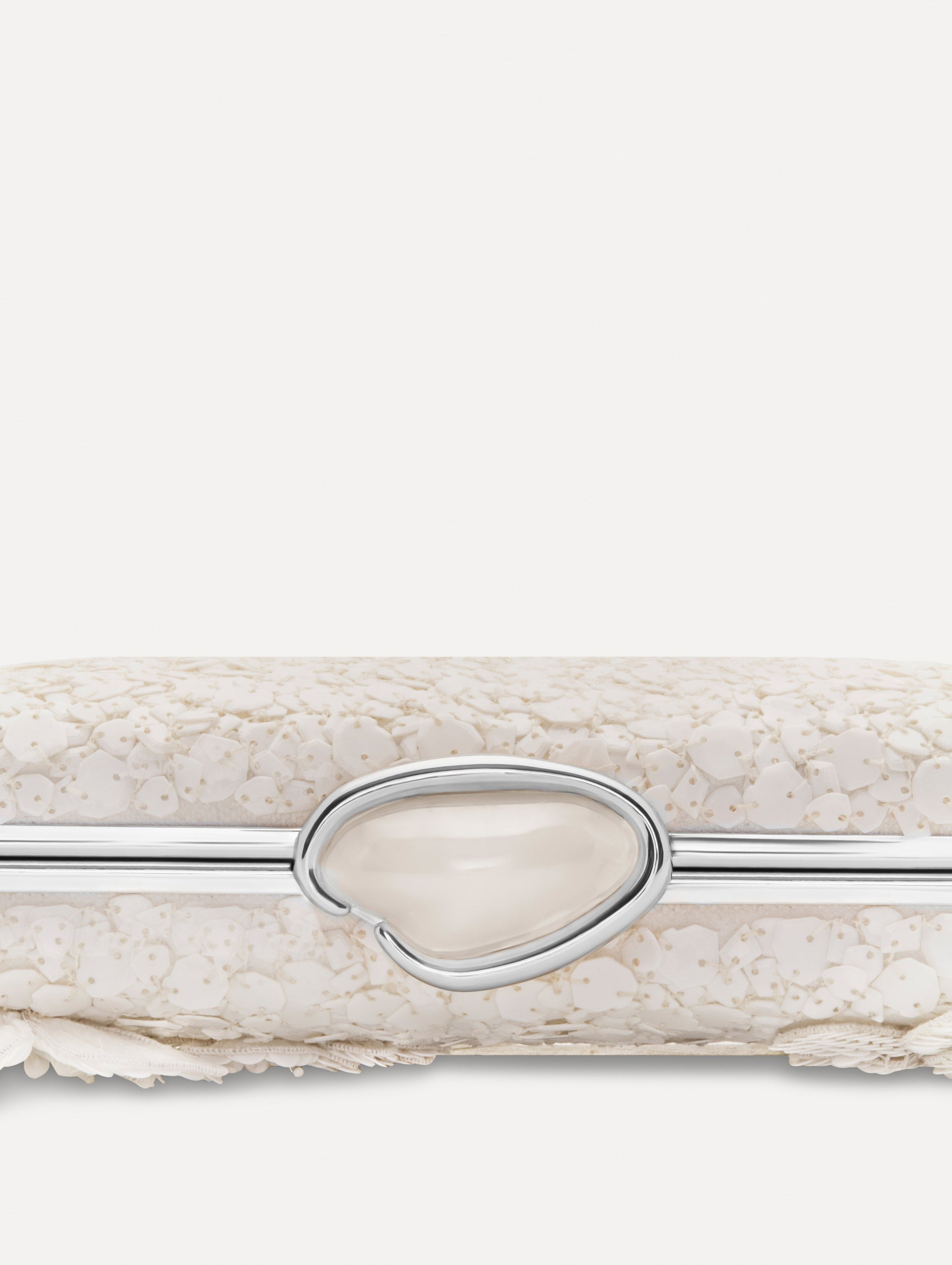 Cherry Blossom Embroidered O Minaudière White / Oscar de la Renta