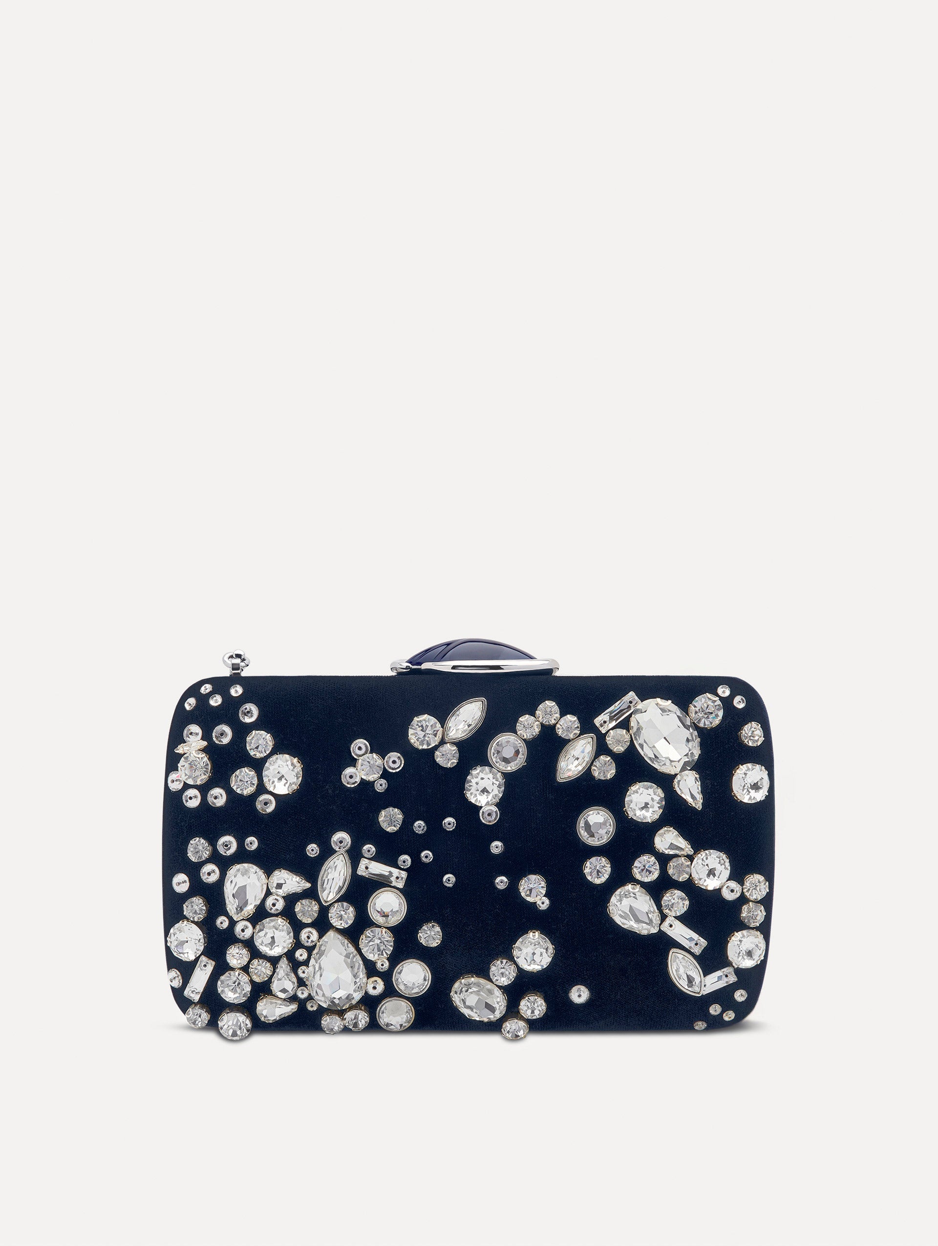 Crystal Cluster Embroidered Minaudière Navy / Oscar de la Renta