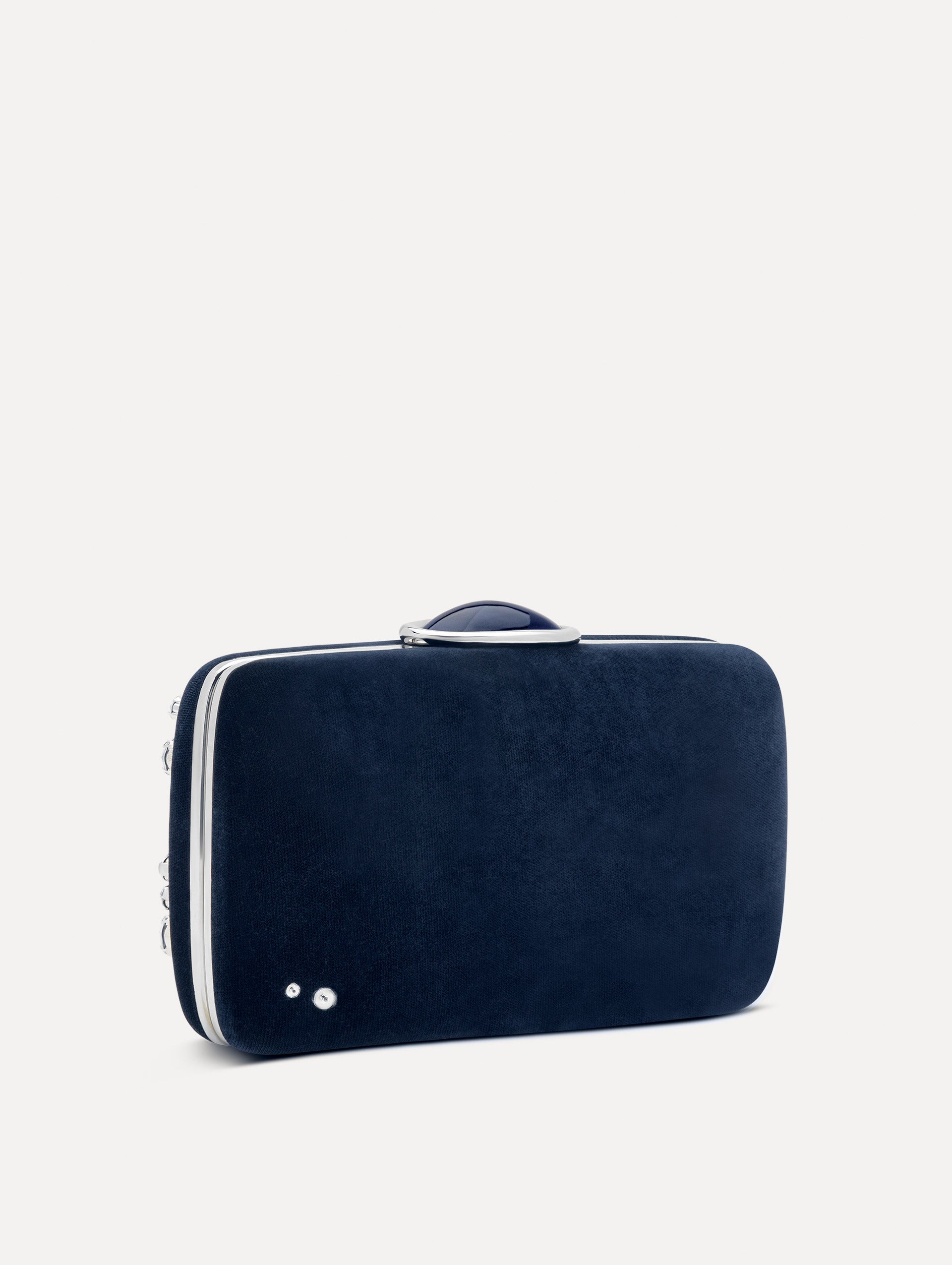 Crystal Cluster Embroidered Minaudière Navy / Oscar de la Renta