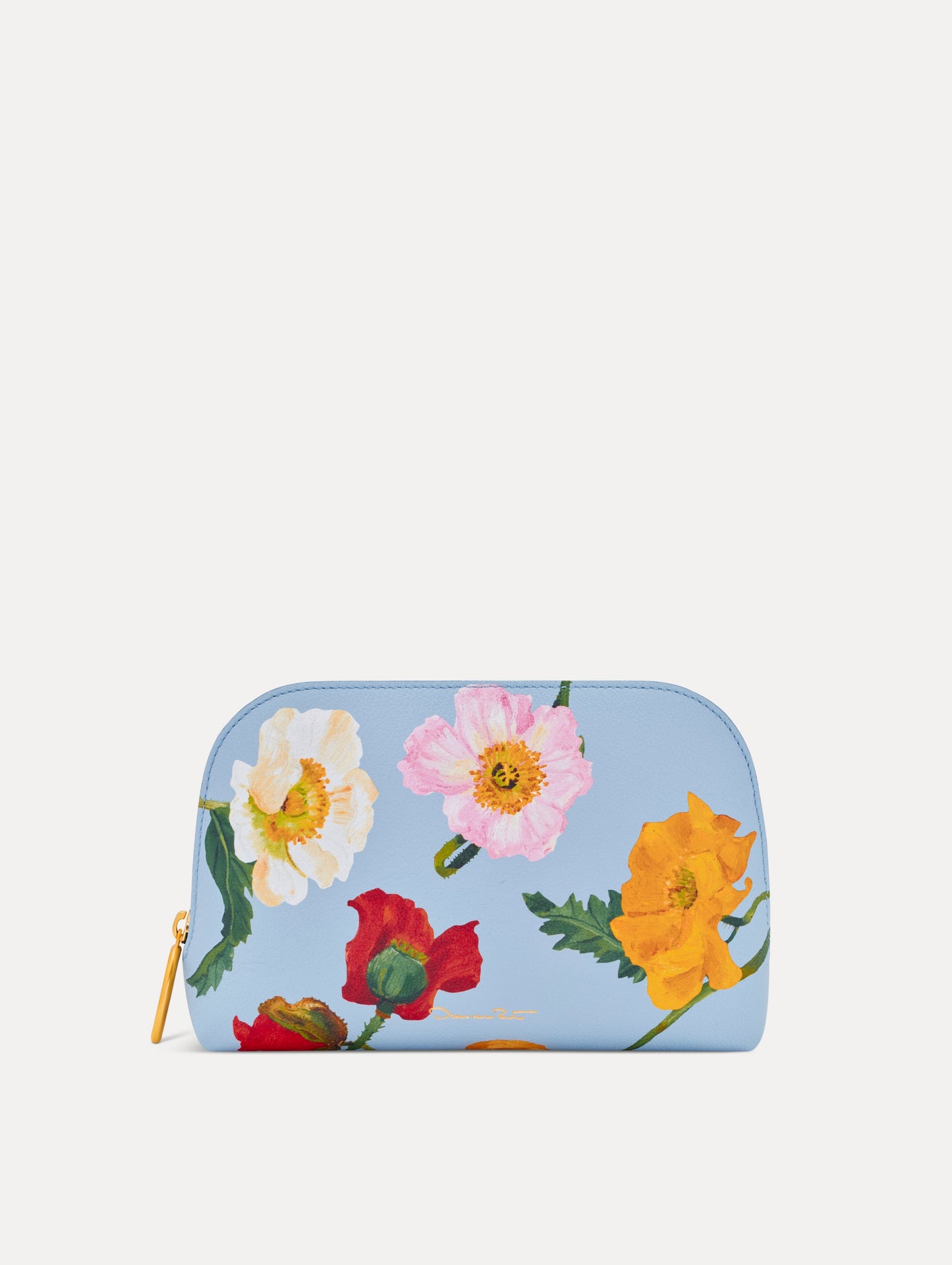 Poppy-Printed Medium Cosmetic Case Blue bell / Oscar de la Renta