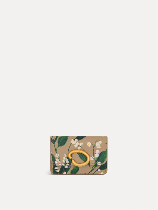 Lily of the Valley–Printed Card Case Sand / Oscar de la Renta
