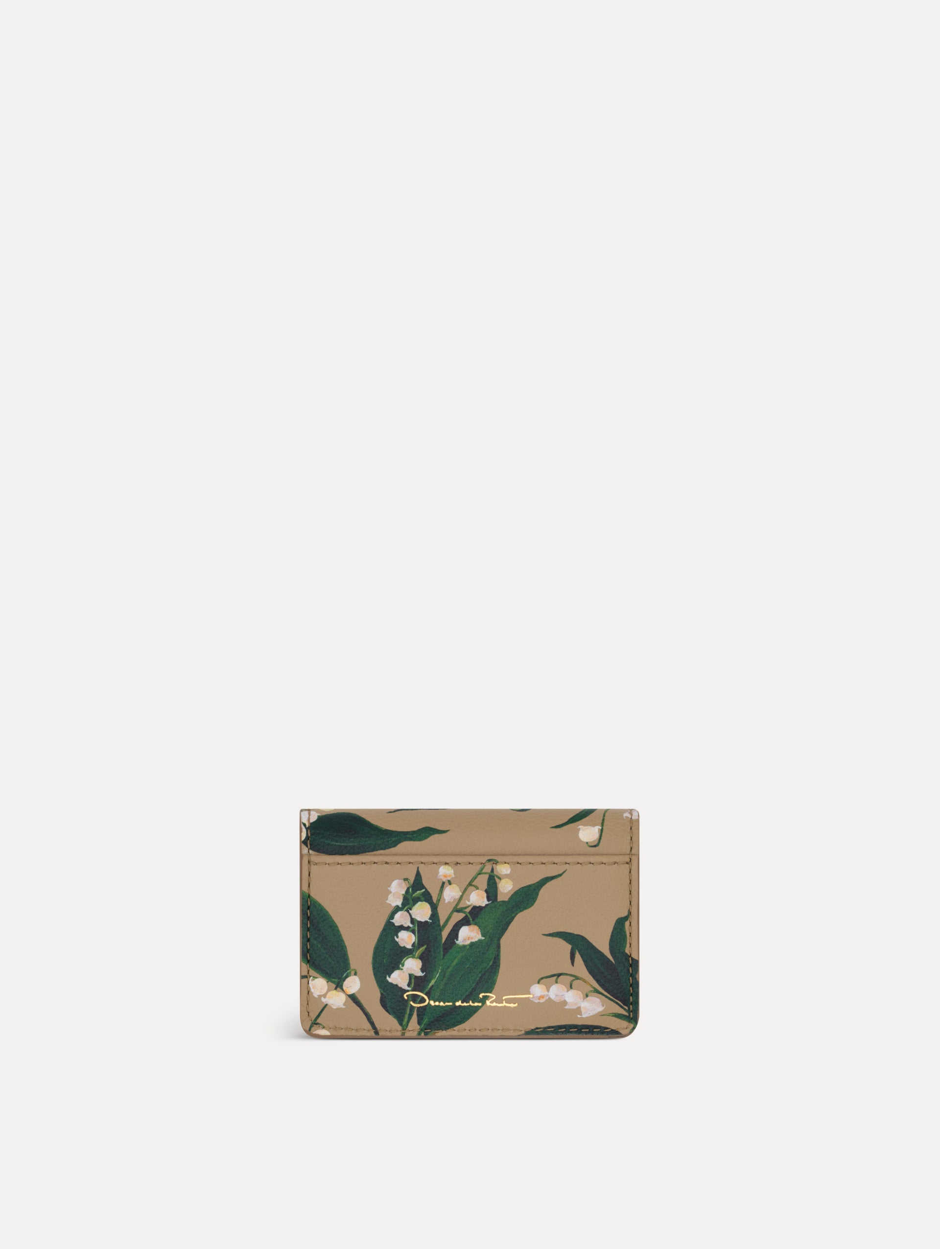 Lily of the Valley–Printed Card Case Sand / Oscar de la Renta