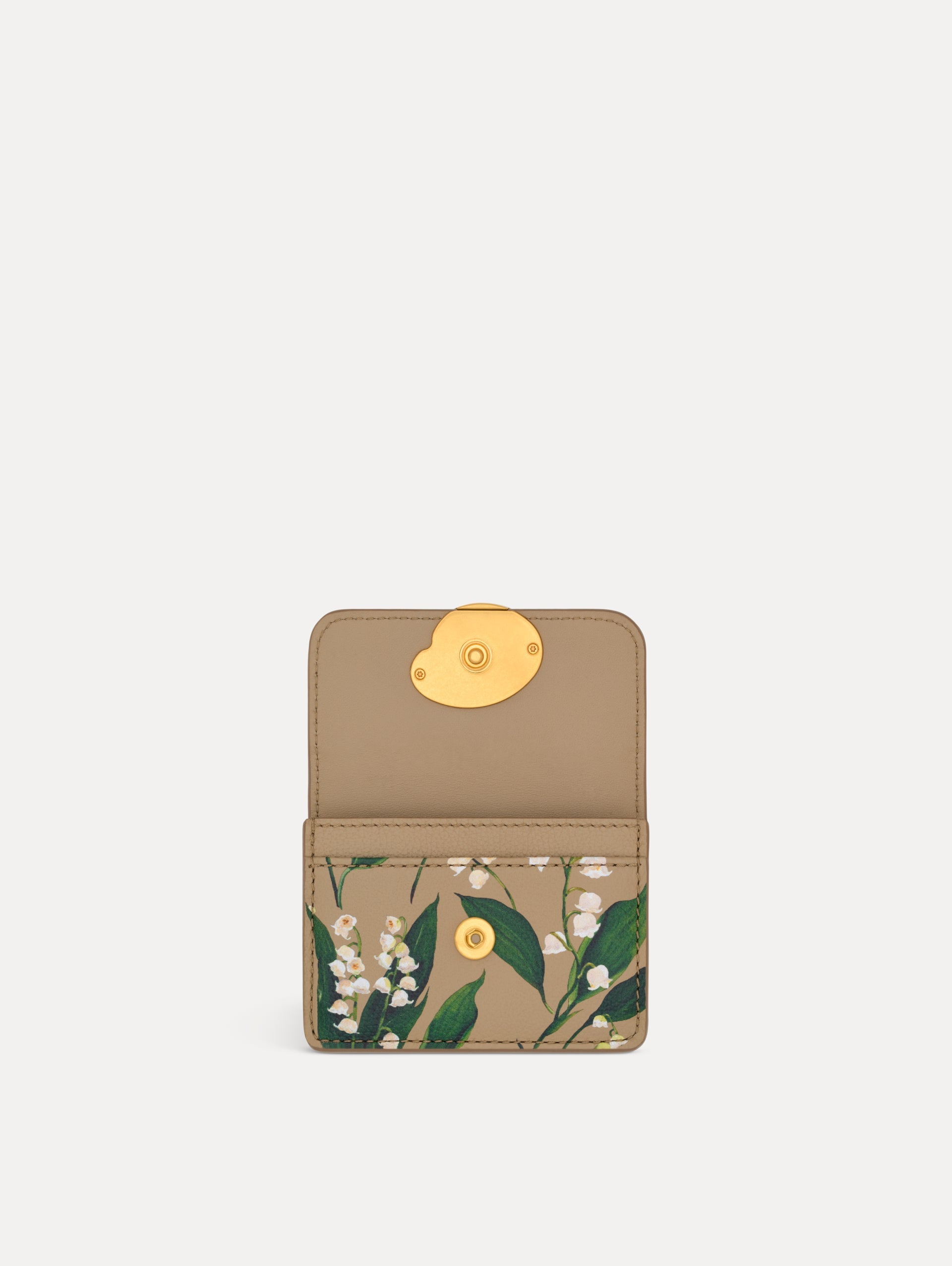 Lily of the Valley–Printed Card Case Sand / Oscar de la Renta