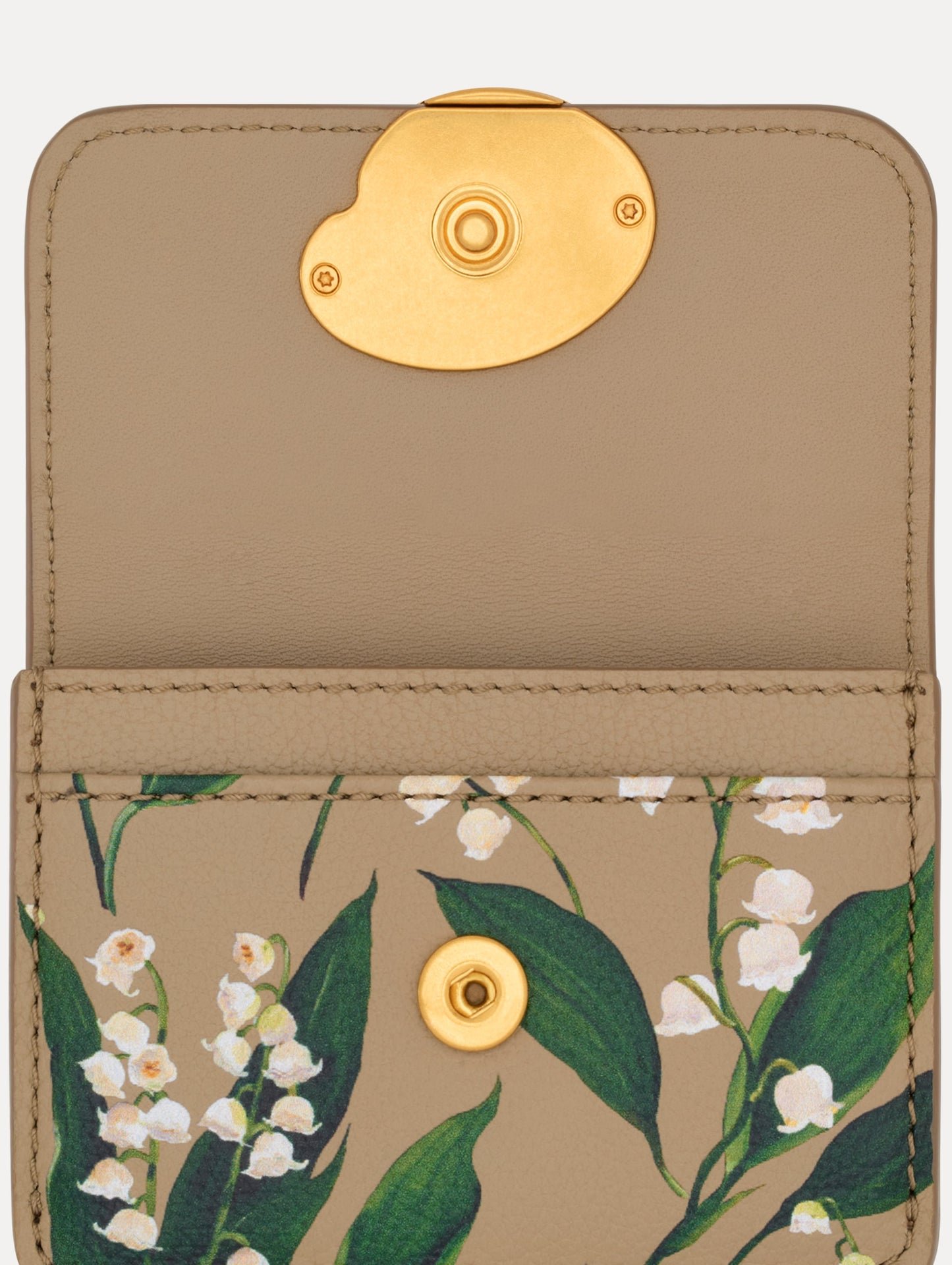 Lily of the Valley–Printed Card Case Sand / Oscar de la Renta