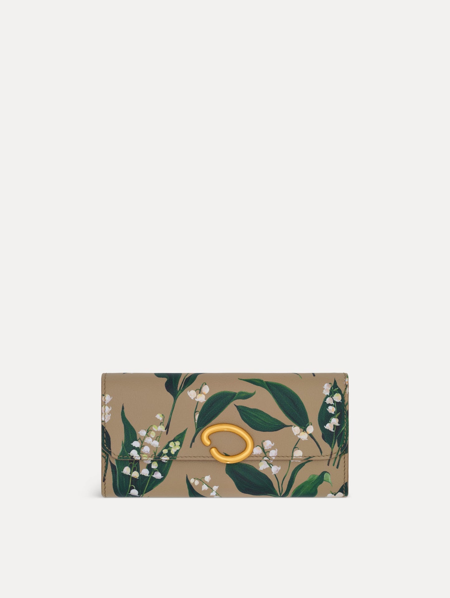 Lily of the Valley-Printed Continental Wallet Sand / Oscar de la Renta