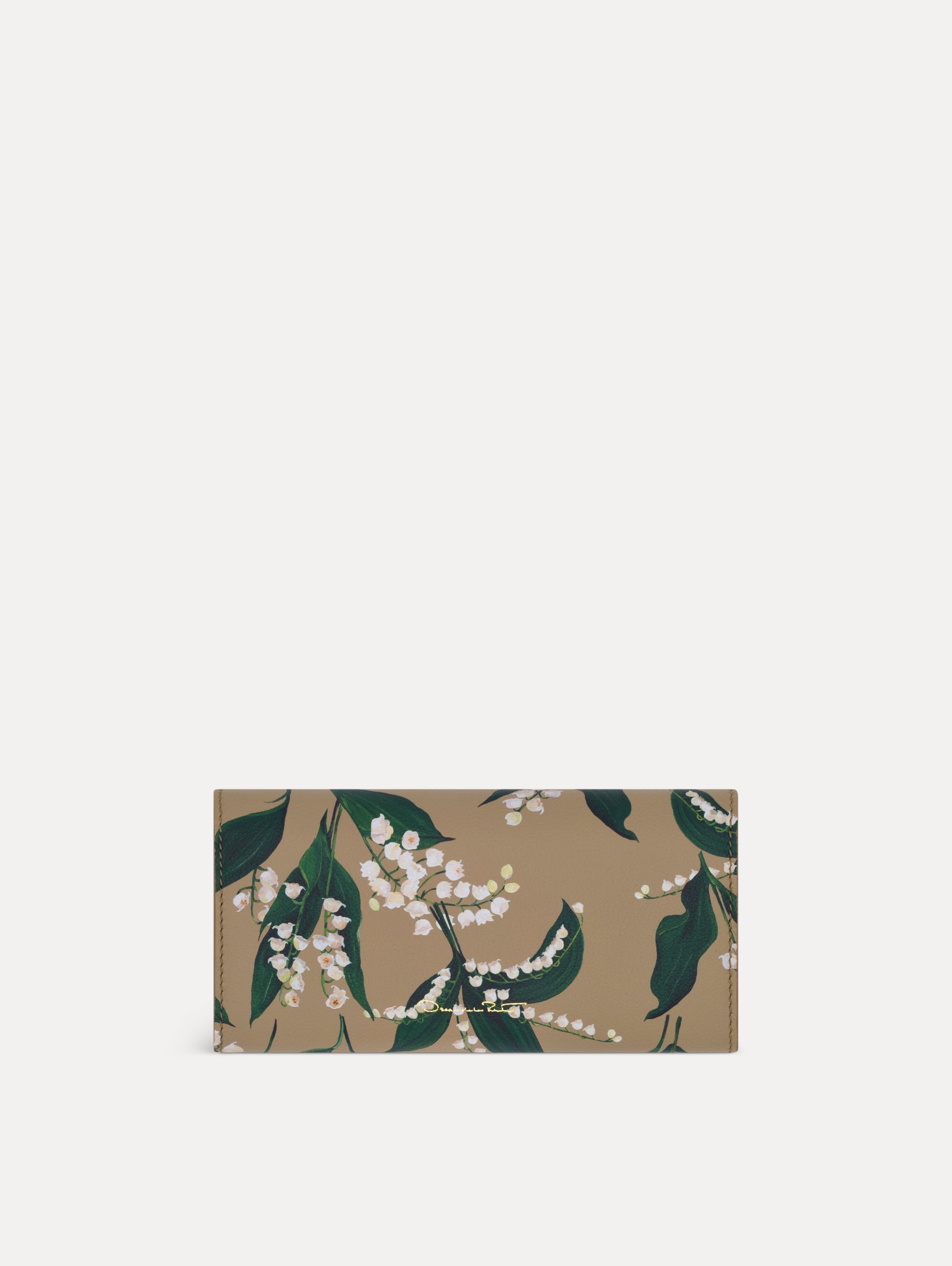 Lily of the Valley-Printed Continental Wallet Sand / Oscar de la Renta