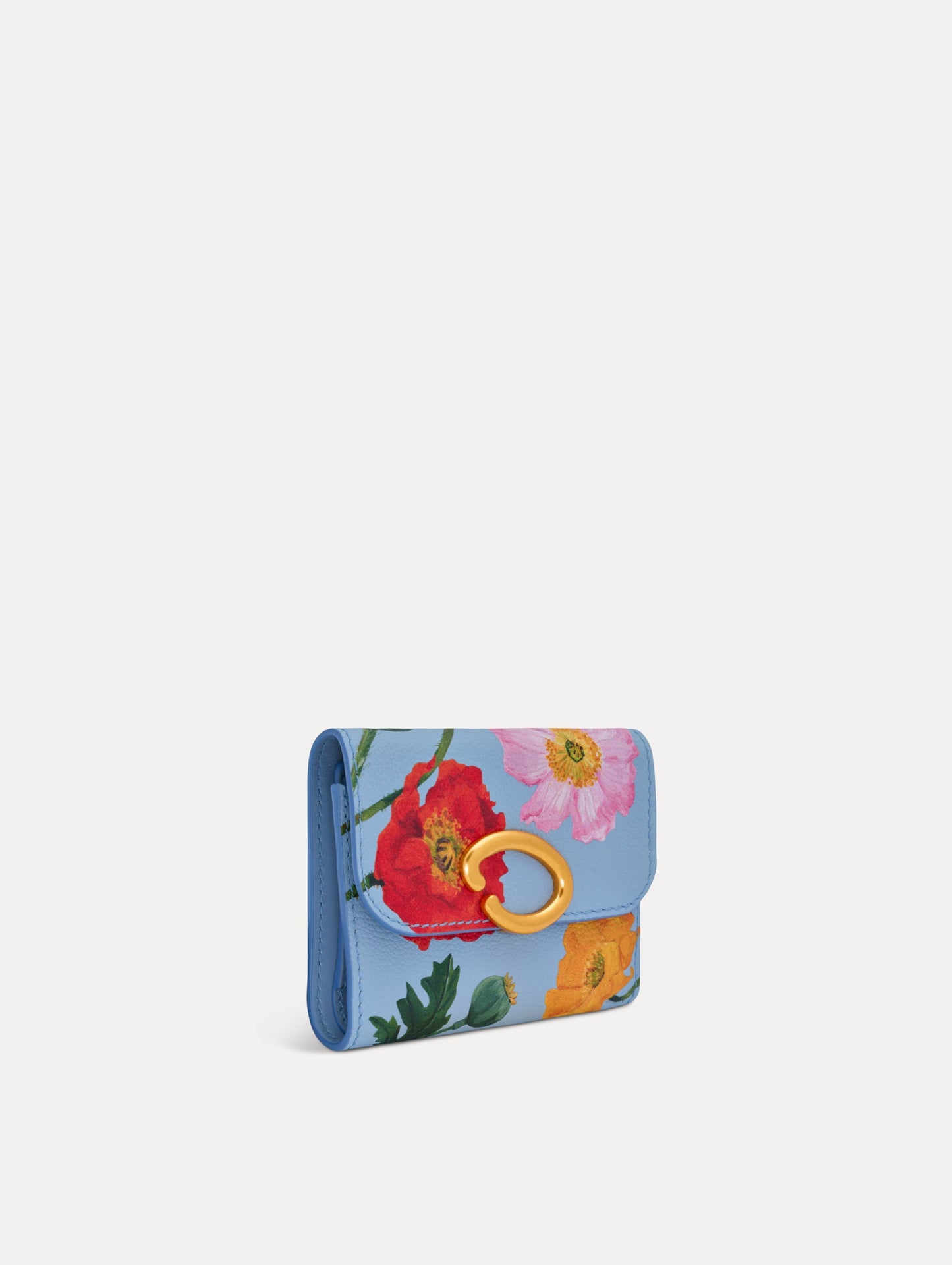 Poppy-Printed Tri-Fold Wallet Blue bell / Oscar de la Renta