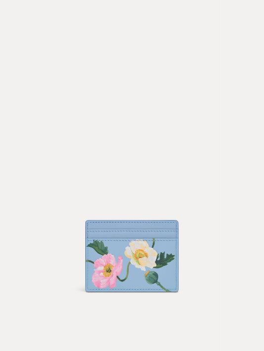 Poppy-Printed Card Case Blue bell / Oscar de la Renta