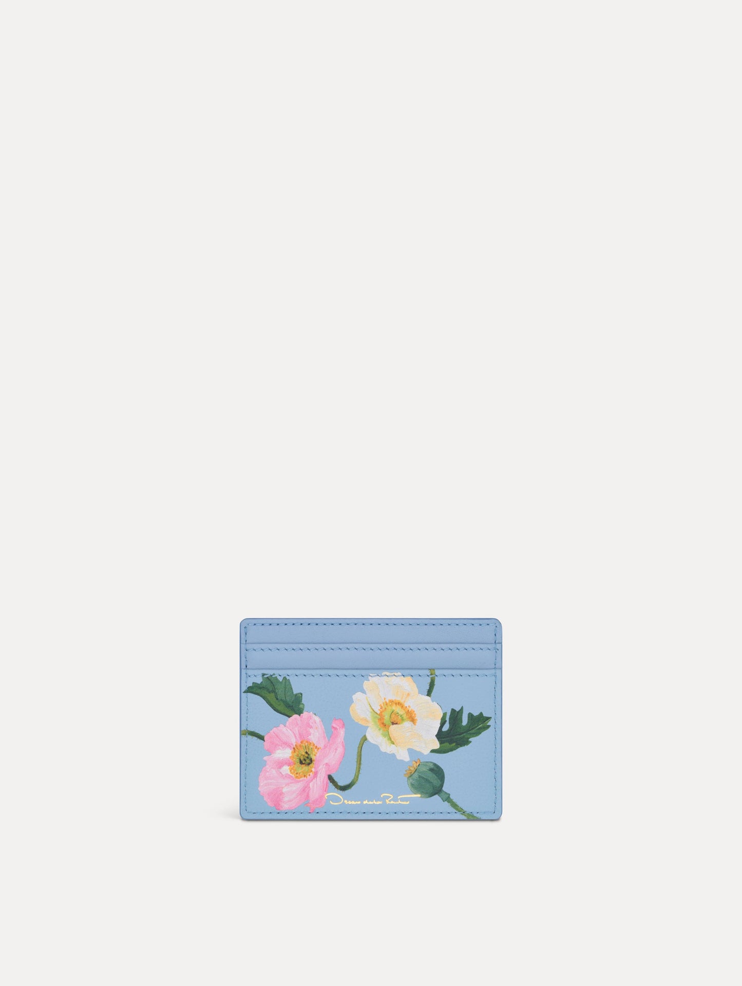Poppy-Printed Card Case Blue bell / Oscar de la Renta