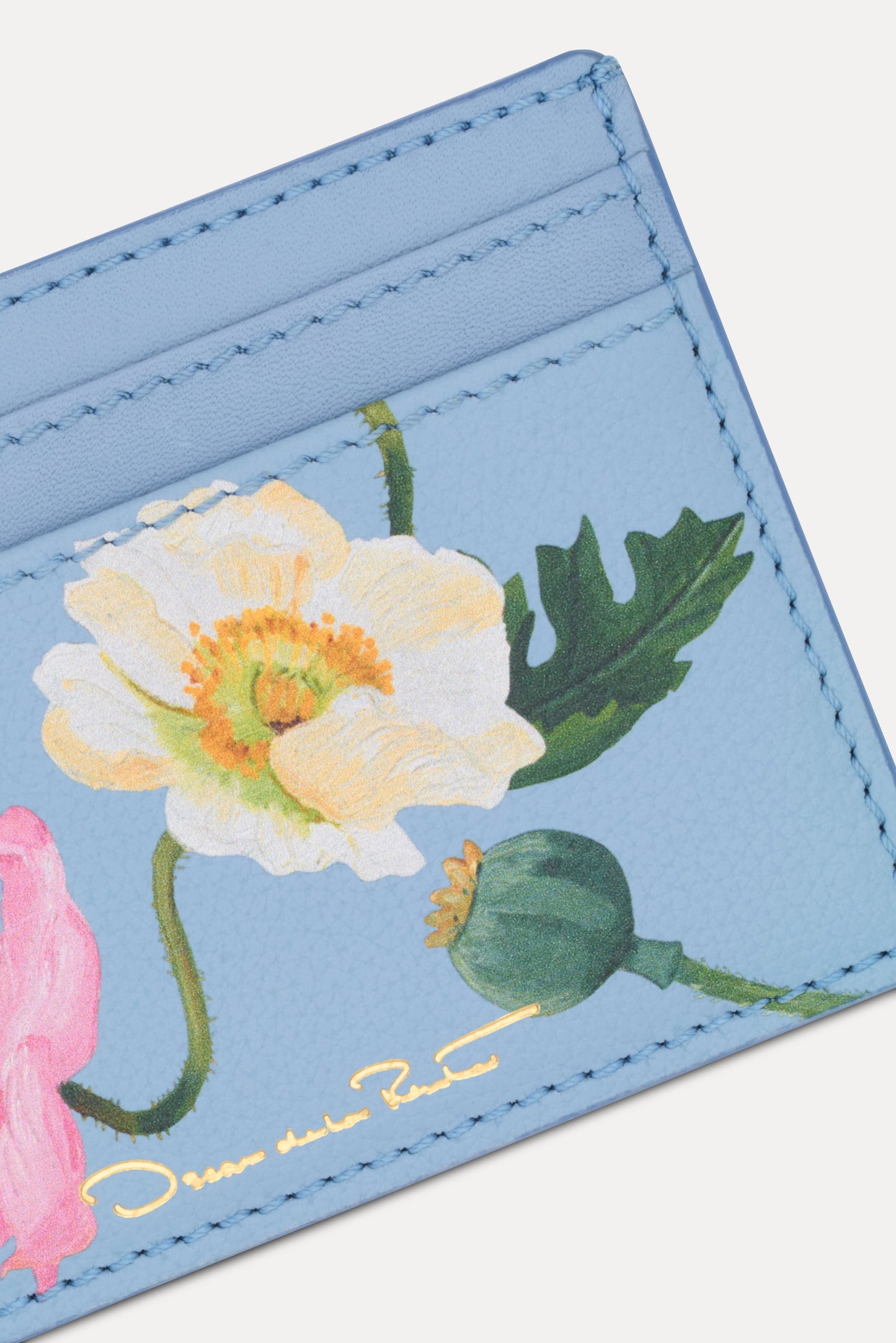 Poppy-Printed Card Case Blue bell / Oscar de la Renta