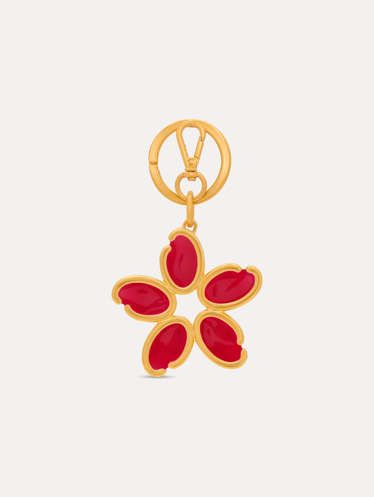Enamel O Flower Key Chain Cherry / Oscar de la Renta