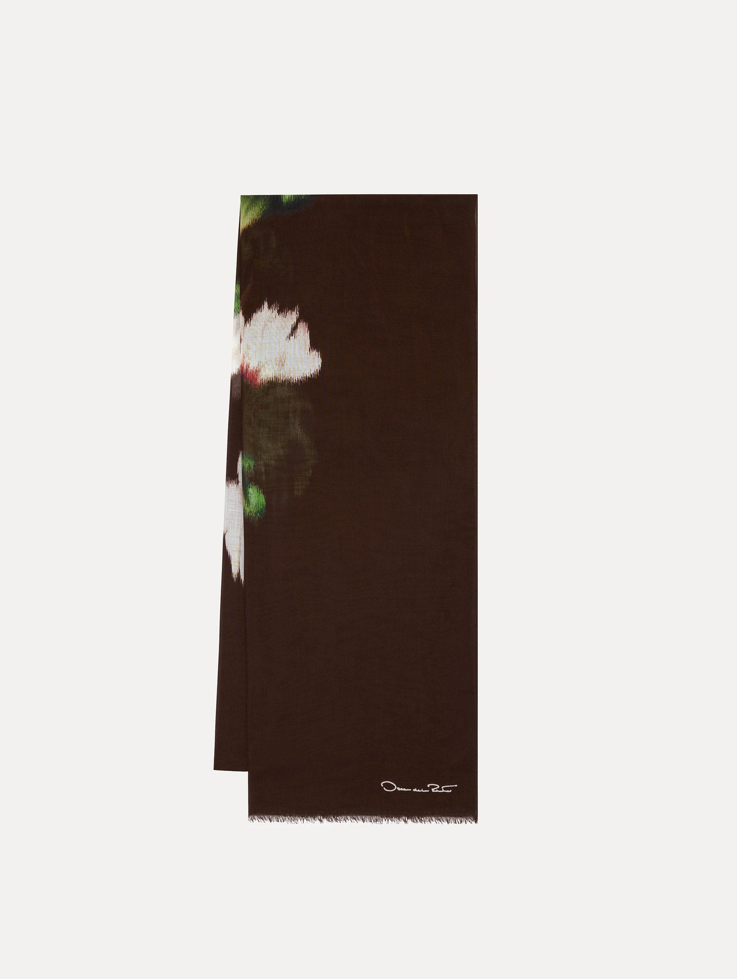 Chiné Cyclamen Modal Cashmere Scarf White/mahogany / Oscar de la Renta
